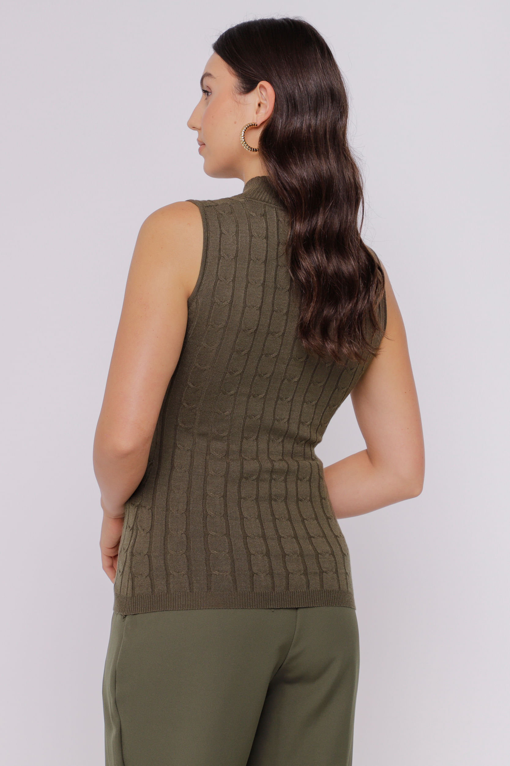 Regata Tricot Trançado  VERDE MILITAR
