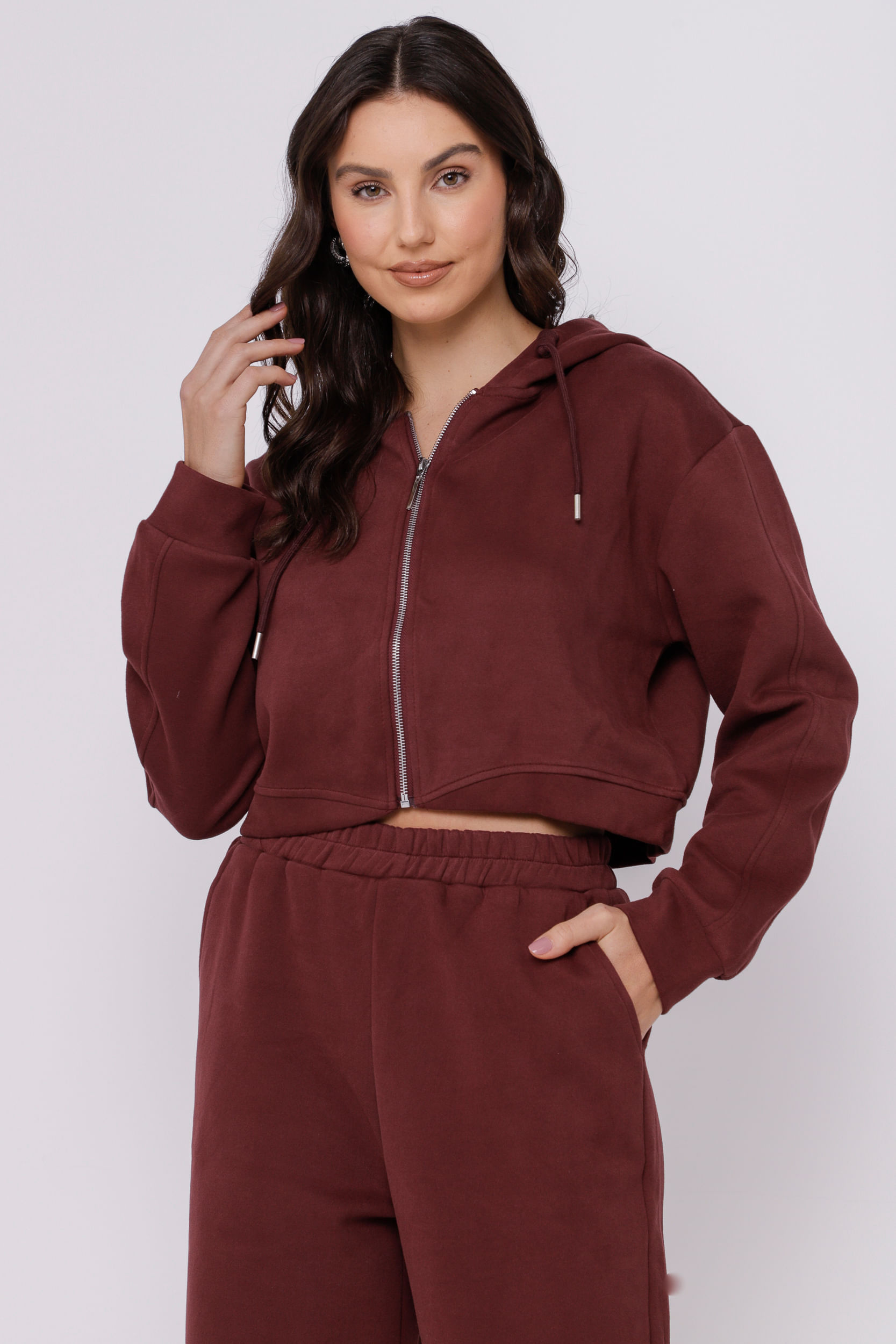 9035236 - Blusa de Moletom Básico  VINHO