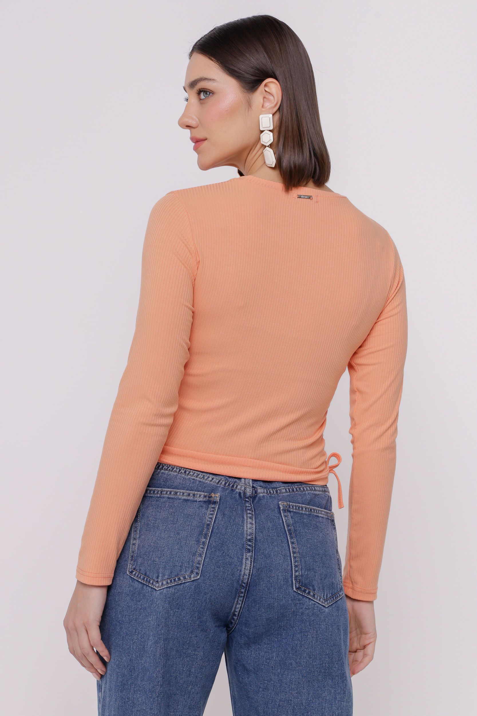 9034259 - Blusa Malha Canelada Franzido Lateral CORAL 9034259 - Blusa Malha Canelada Franzido Lateral CORAL