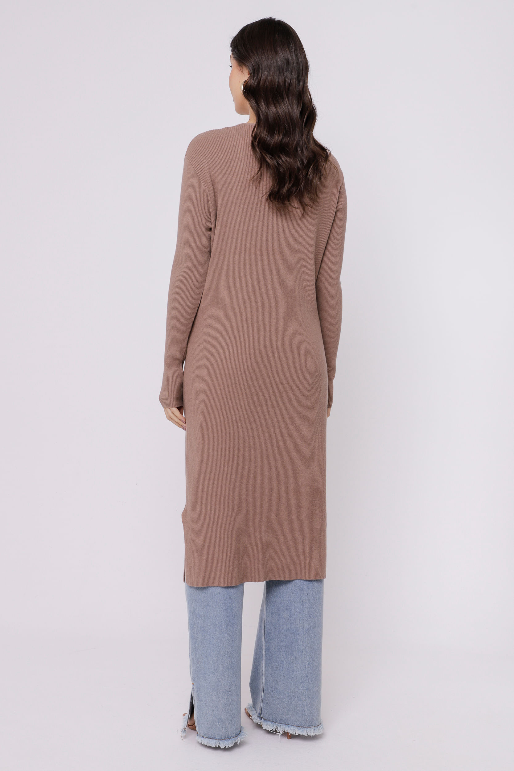 9035020 - Cardigan Longo de Tricot MARROM 9035020 - Cardigan Longo de Tricot MARROM