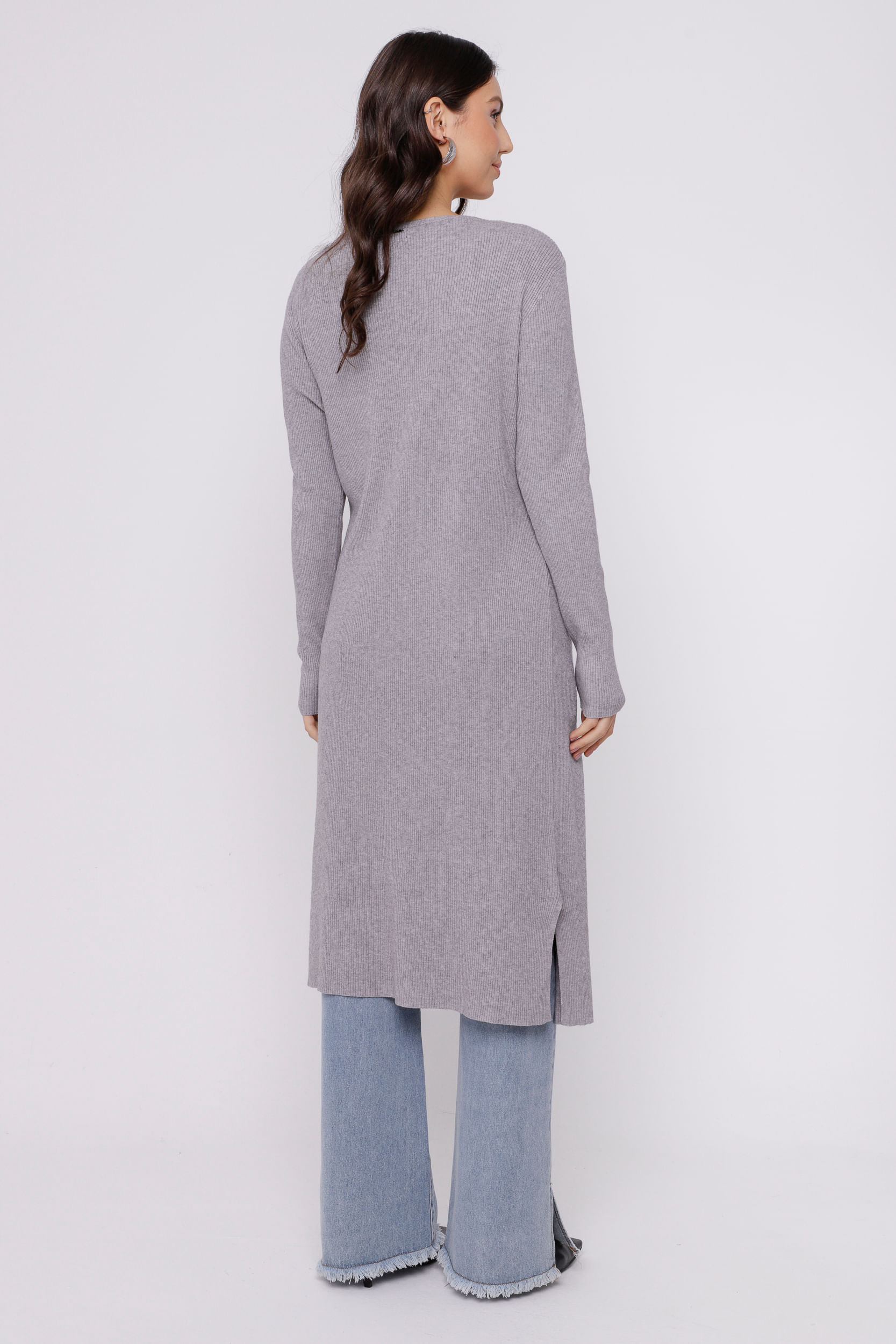 9035020 - Cardigan Longo de Tricot CINZA 9035020 - Cardigan Longo de Tricot CINZA