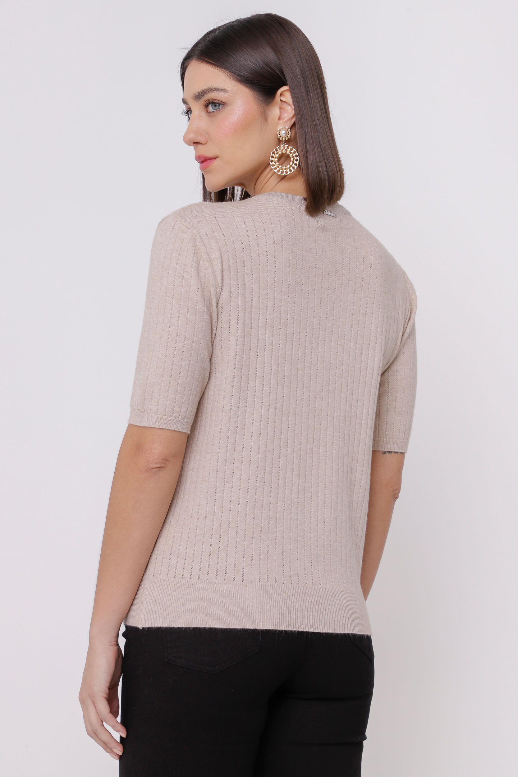 9035060 - Blusa de Tricot com Botões AREIA 9035060 - Blusa de Tricot com Botões AREIA