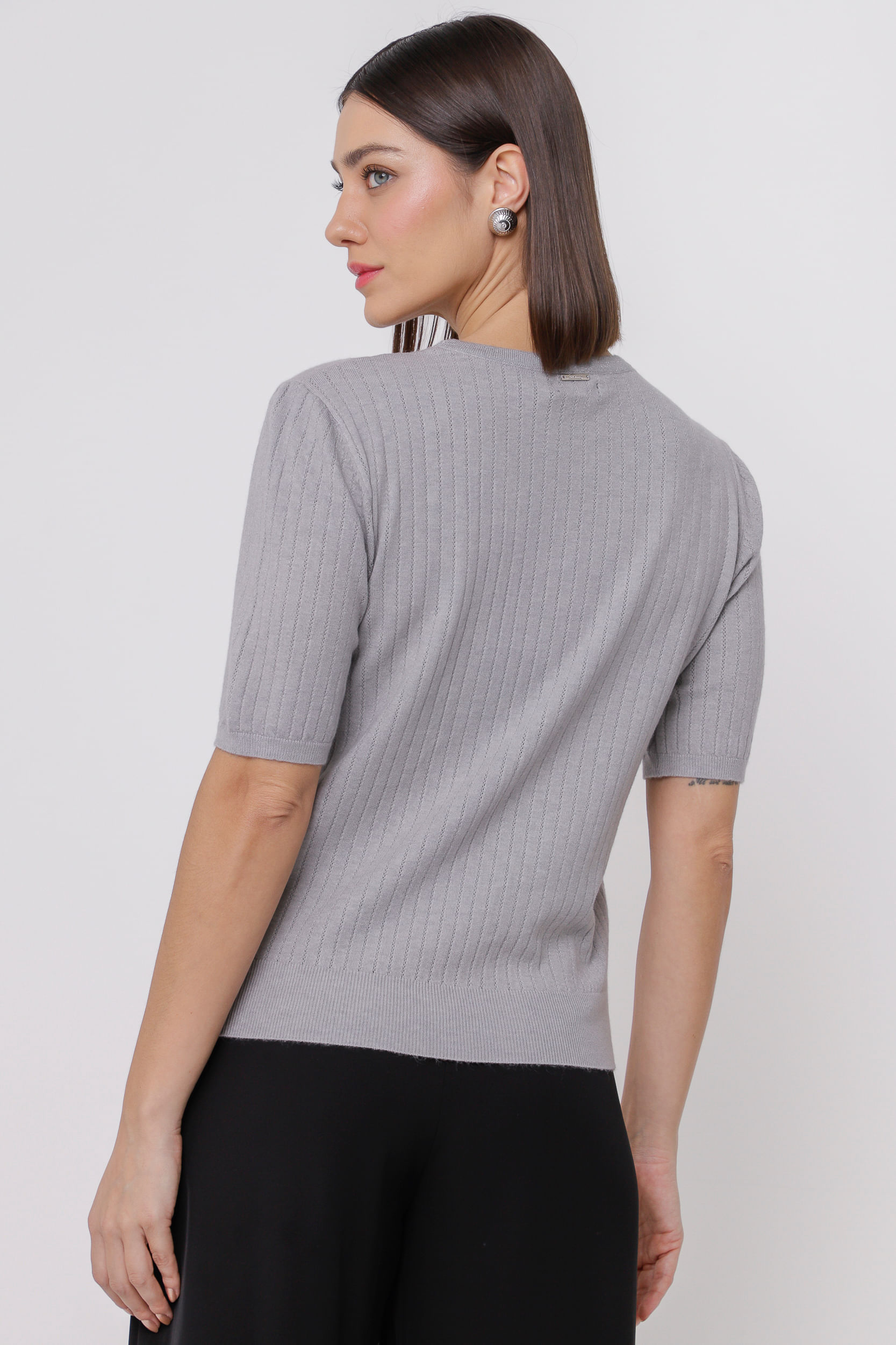 9035060 - Blusa de Tricot com Botões MESCLA 9035060 - Blusa de Tricot com Botões MESCLA