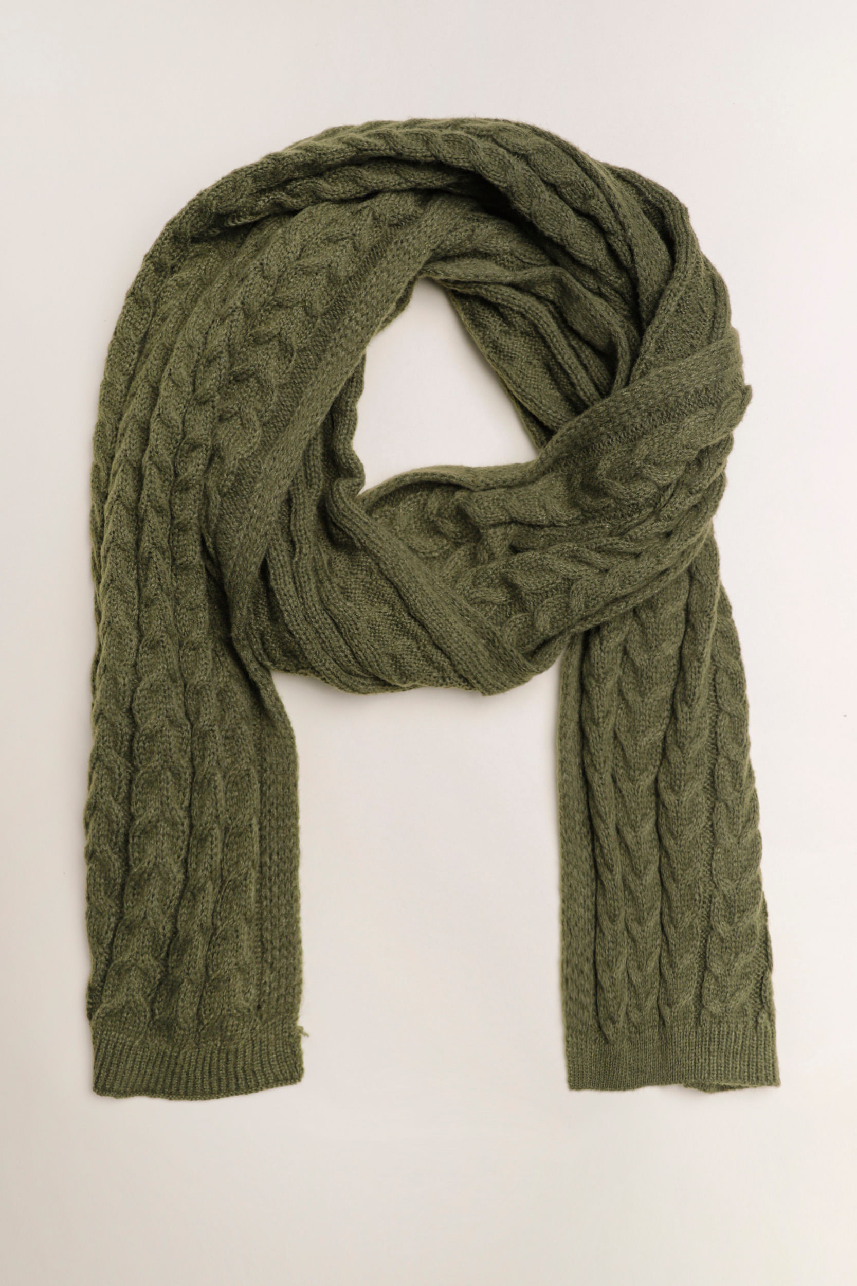 Cachecol Trançado Tricot VERDE MILITAR