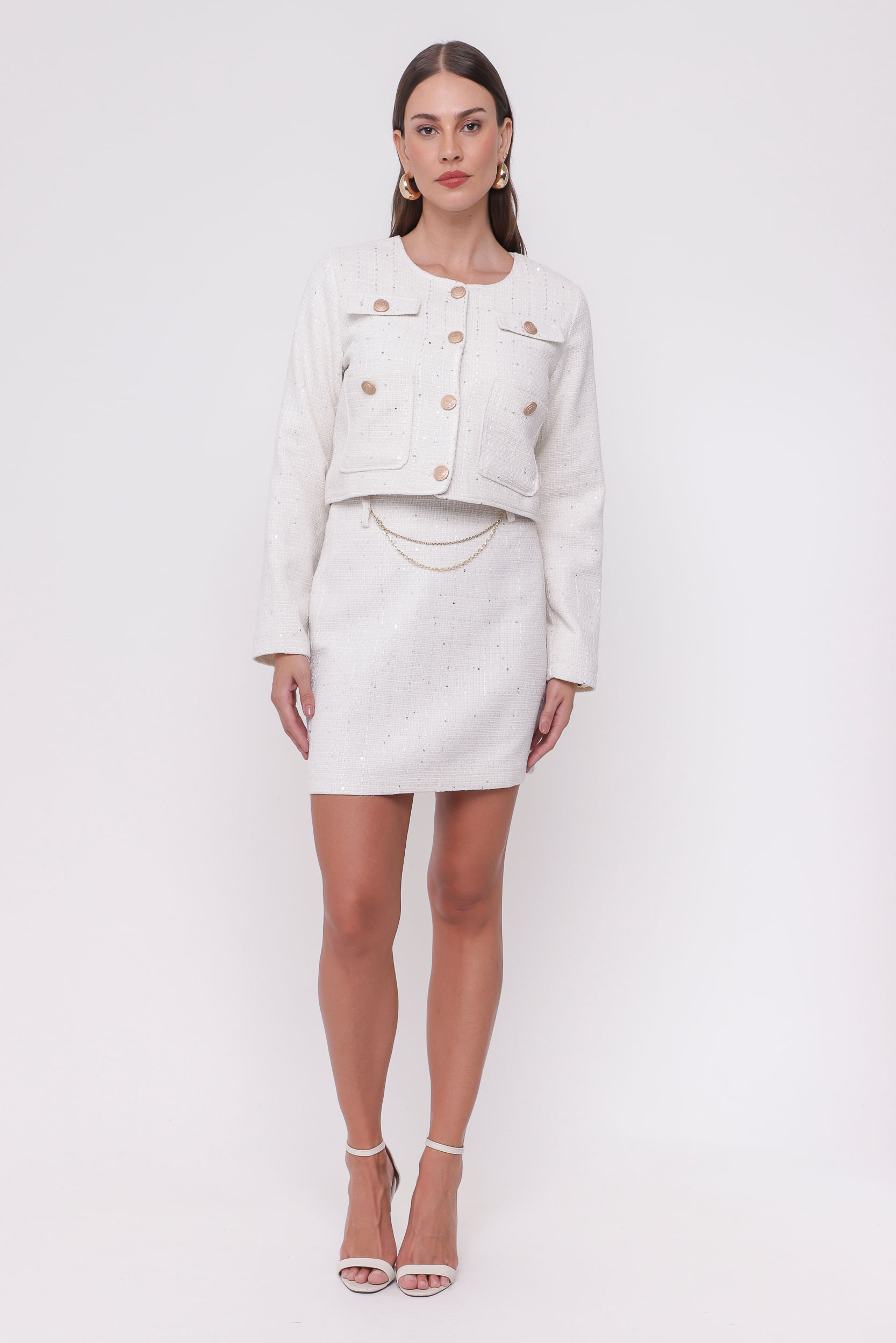 9034983 - Saia Tweed Cinto Corrente  OFF-WHITE