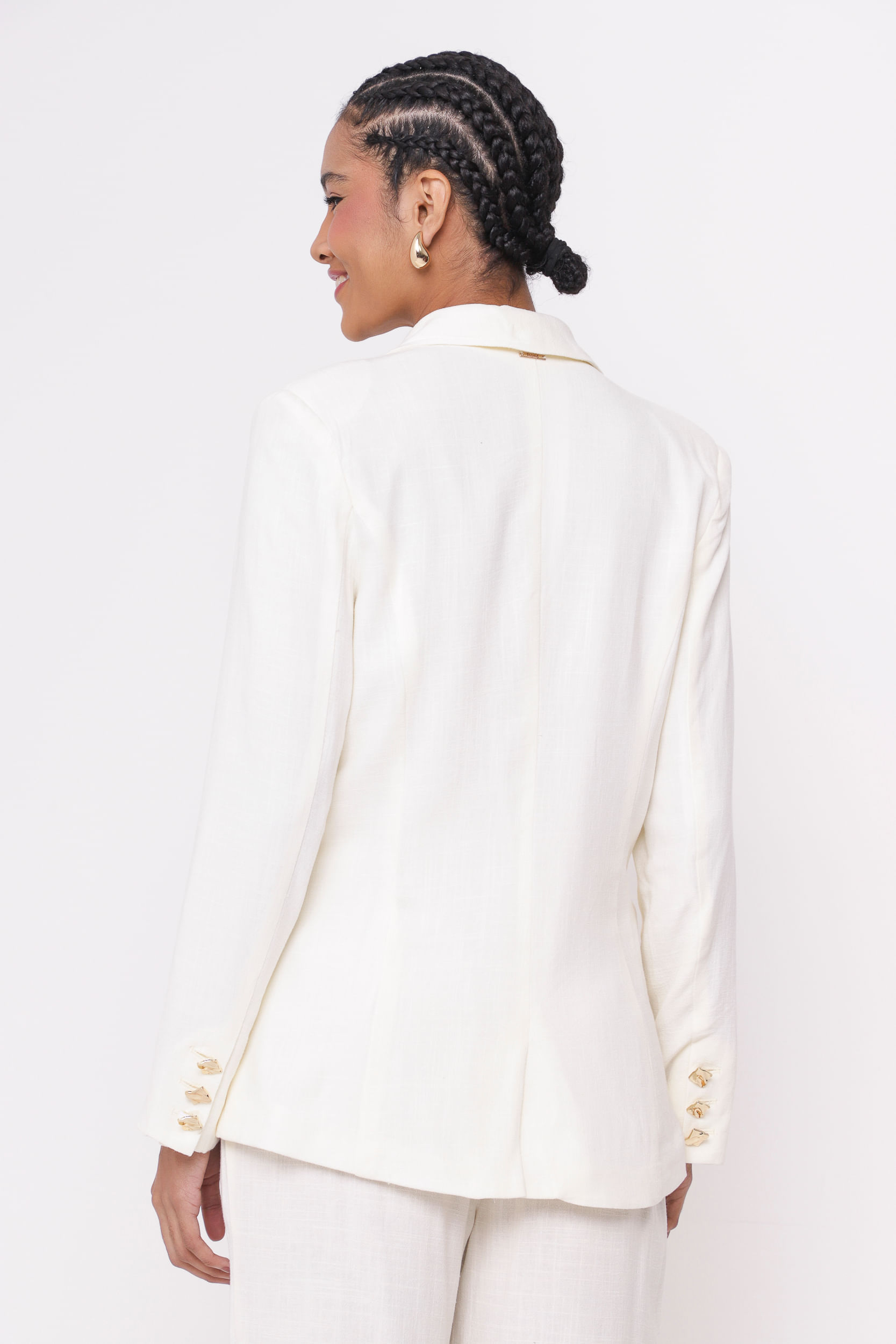 Blazer Acinturado em Viscolinho OFF-WHITE Blazer Acinturado em Viscolinho OFF-WHITE
