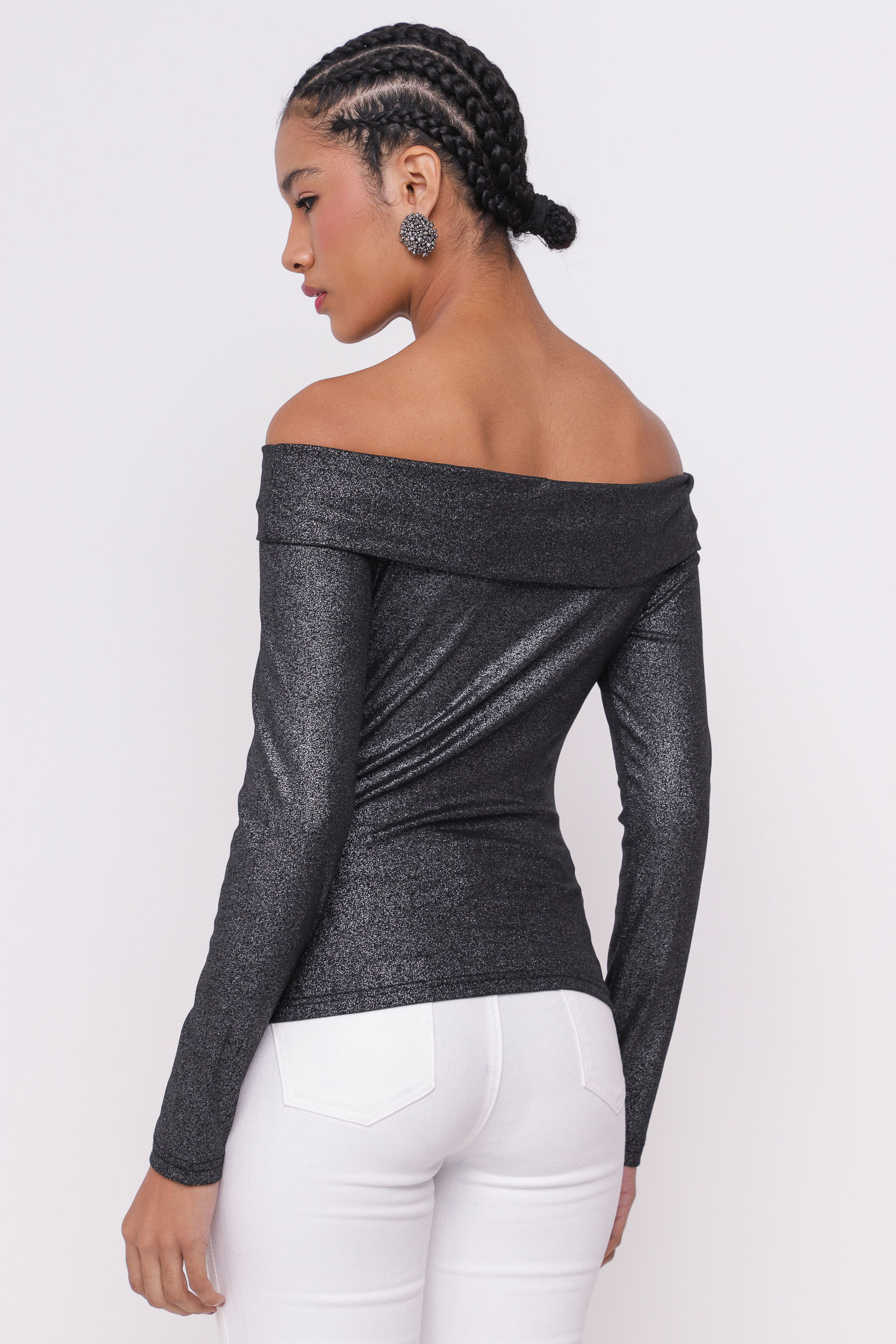 9035061 - Blusa Ombro a Ombro Foil PRETO 9035061 - Blusa Ombro a Ombro Foil PRETO