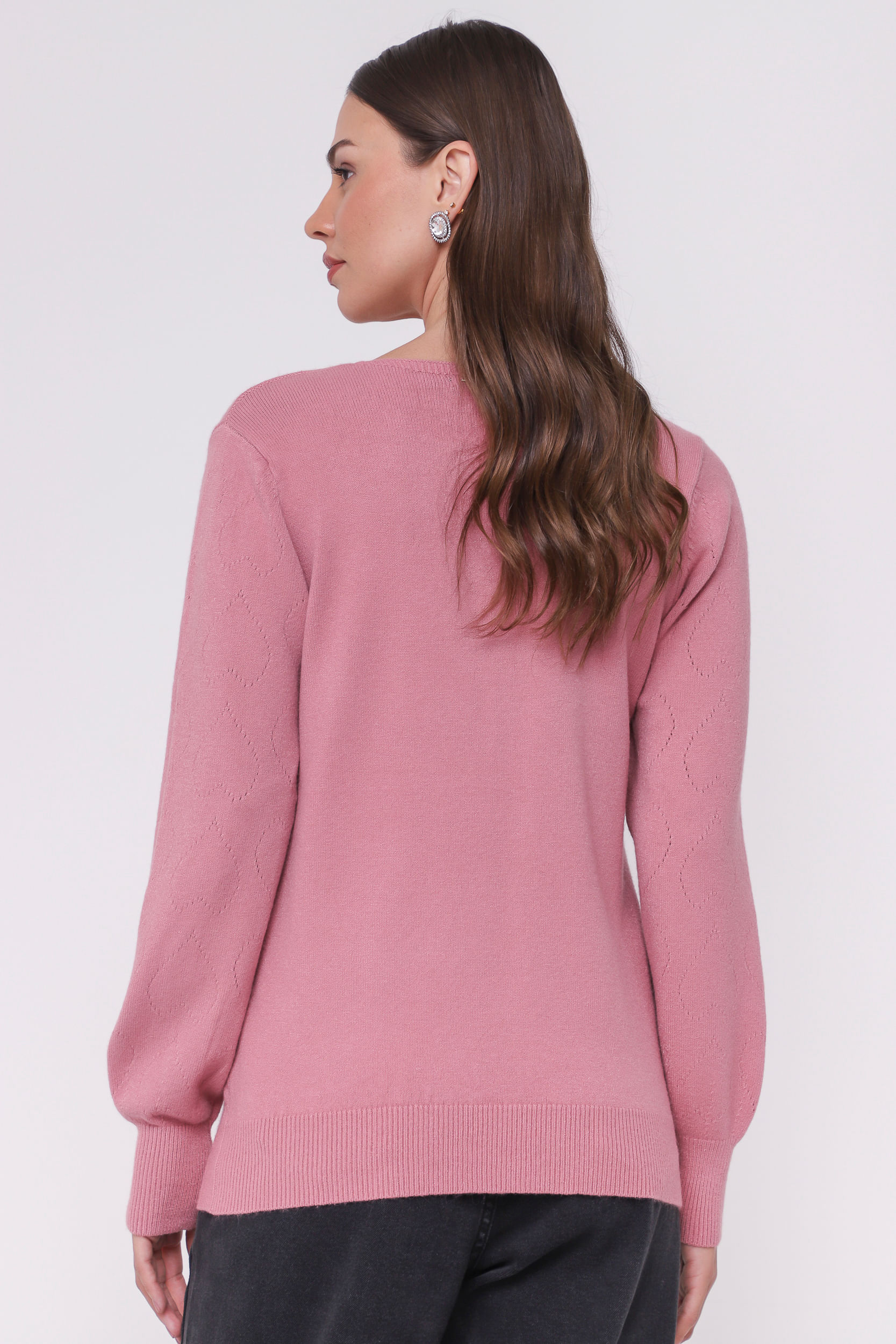 9035055 - Blusa Tricô Trama Coração ROSÊ 9035055 - Blusa Tricô Trama Coração ROSÊ