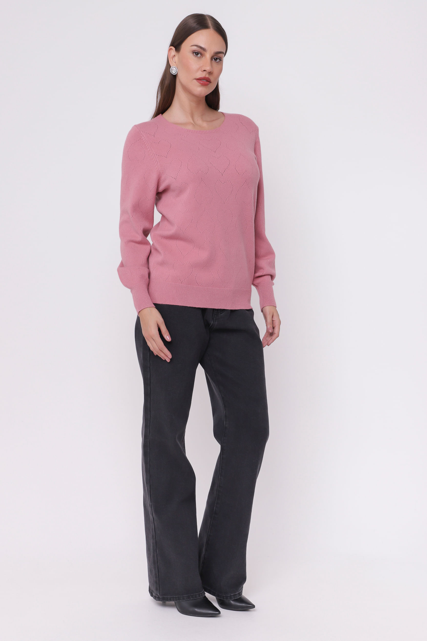 9035055 - Blusa Tricô Trama Coração ROSÊ 9035055 - Blusa Tricô Trama Coração ROSÊ