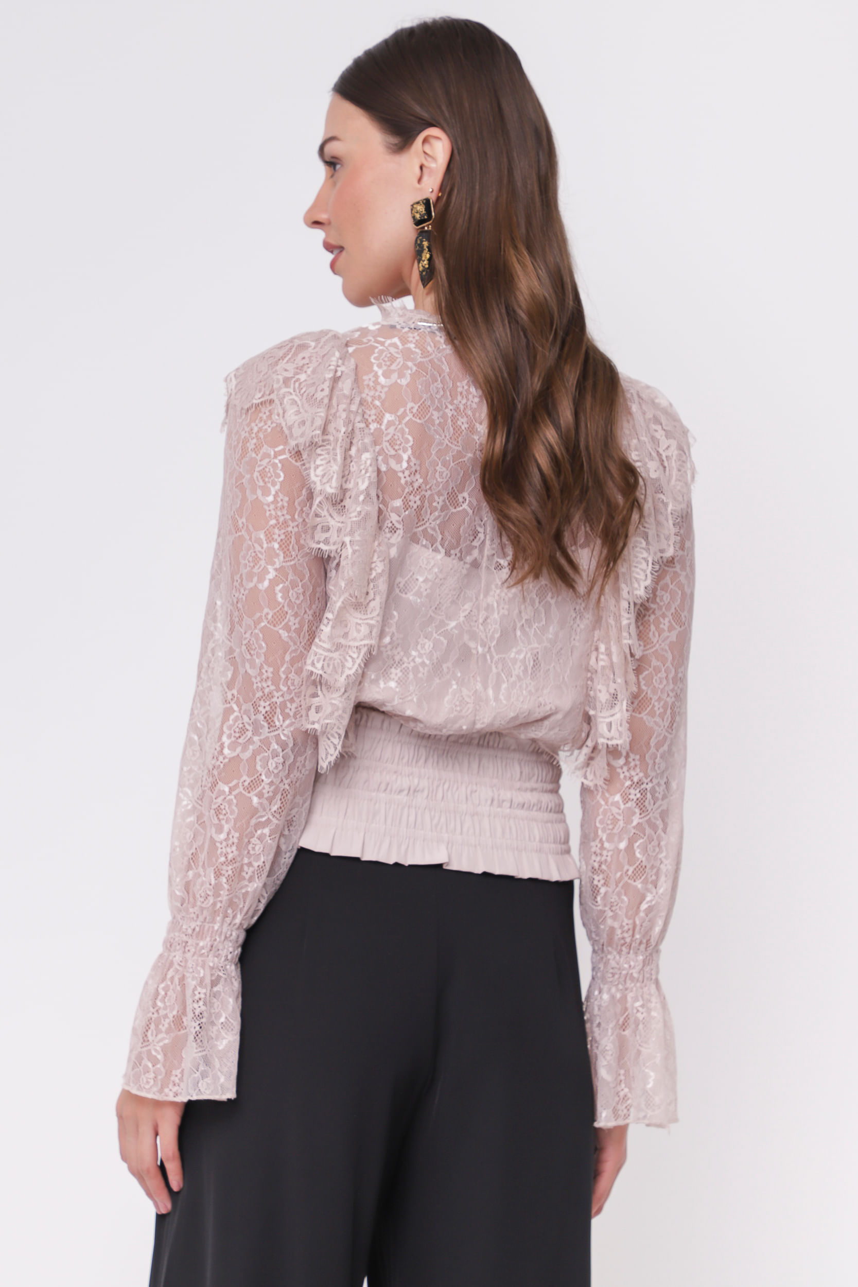 9035140 - Blusa Rendas Barra Lastex FENDI 9035140 - Blusa Rendas Barra Lastex FENDI