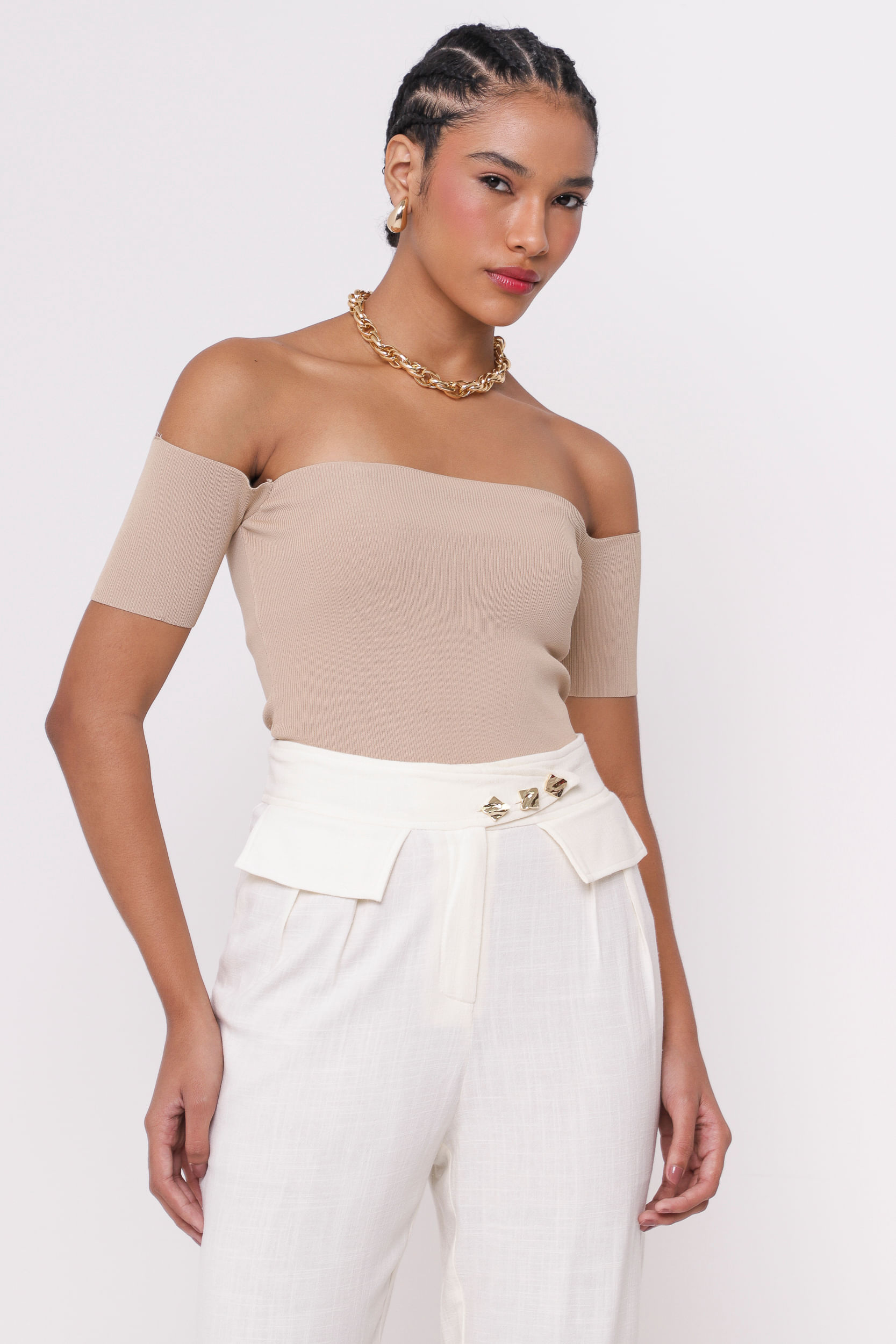 9035213 - Blusa Tricô Ombro a Ombro  FENDI