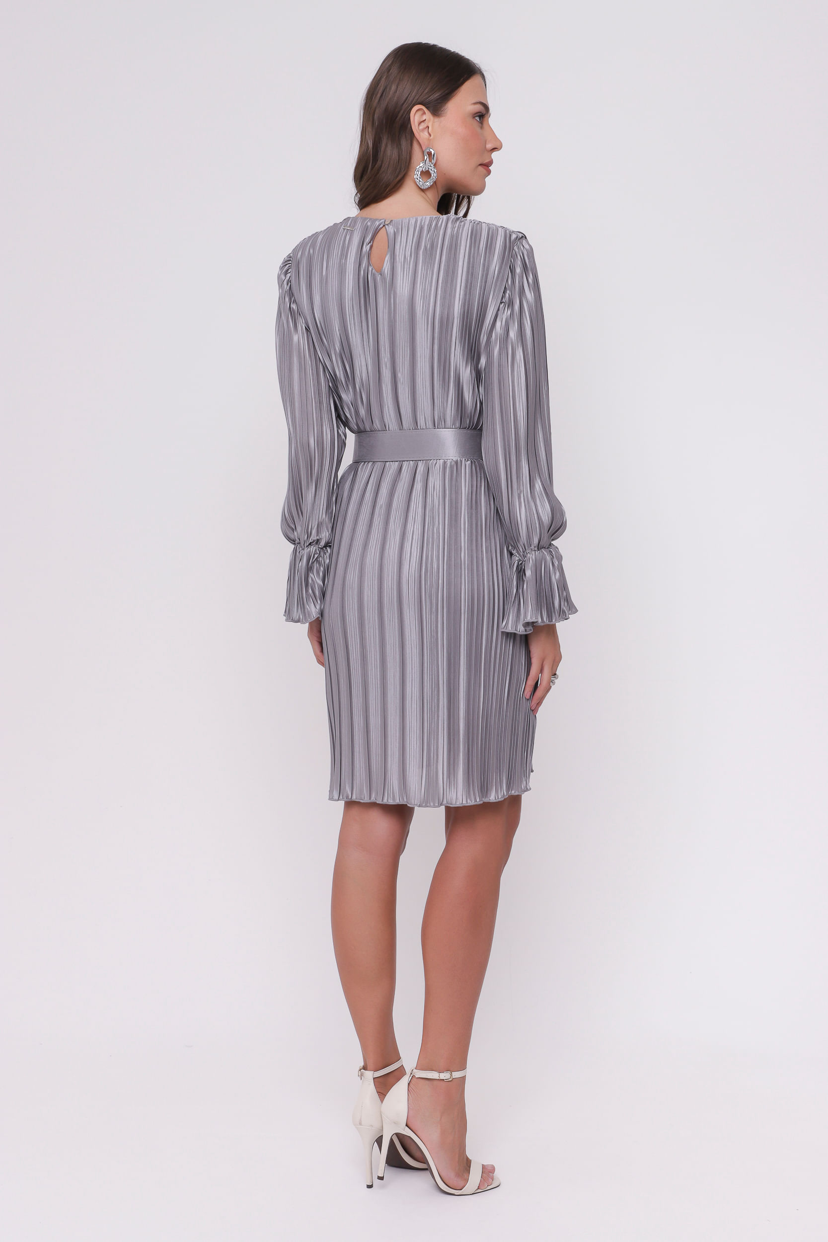 Vestido Plissado Metalizado PRATA Vestido Plissado Metalizado PRATA