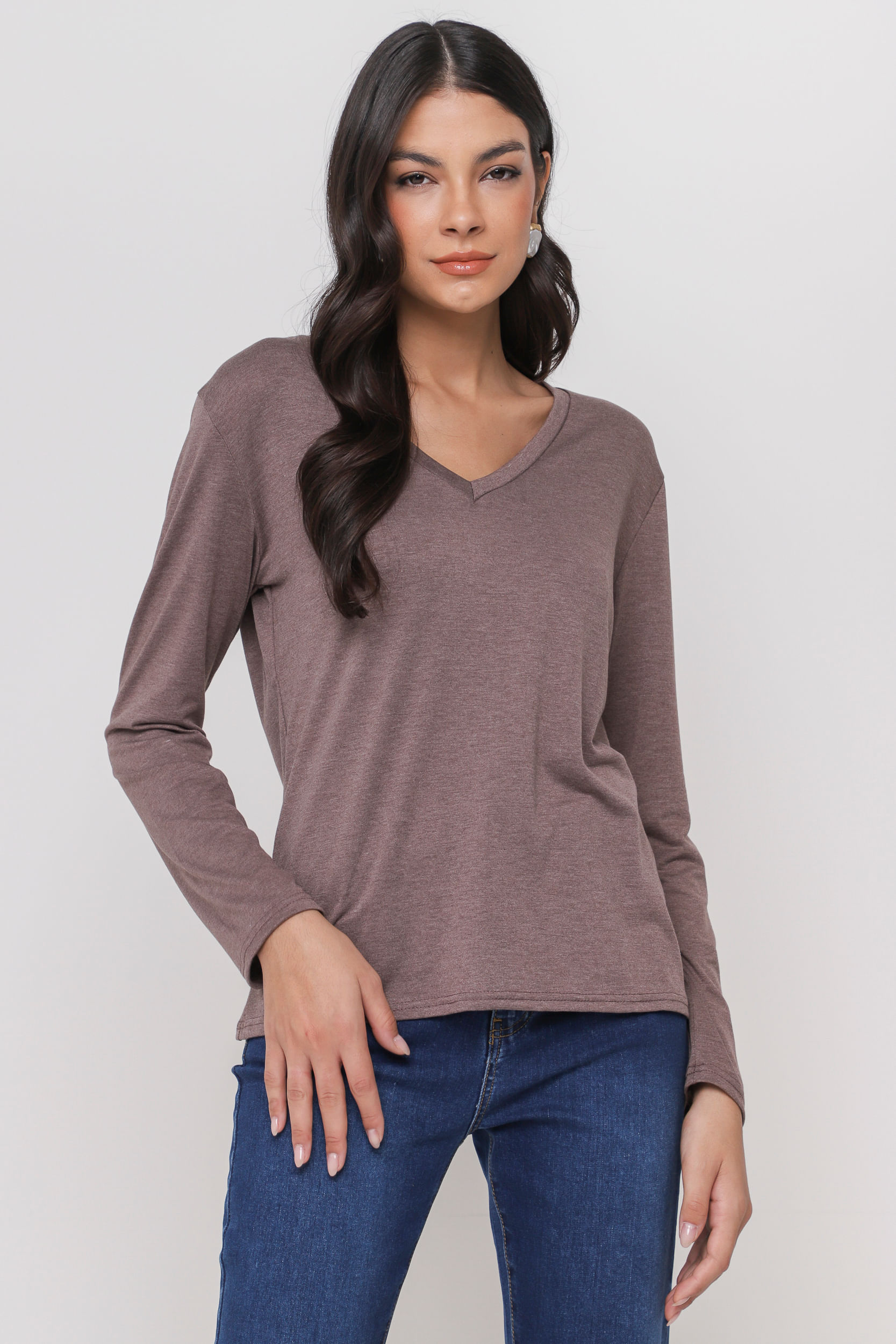 9032504 - Camiseta Decote V Manga Longa Caixinha FENDI 9032504 - Camiseta Decote V Manga Longa Caixinha FENDI