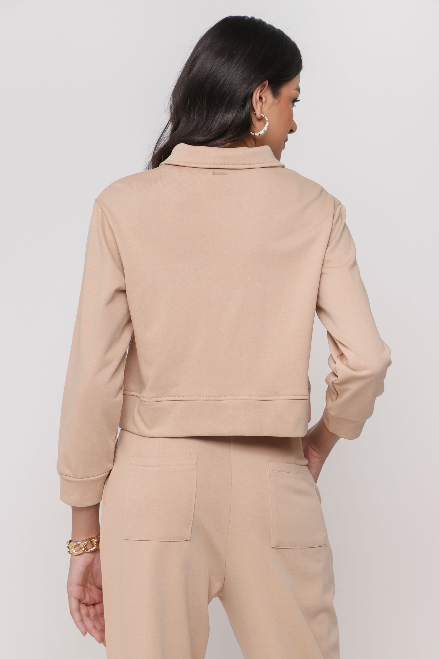 Blusa de Moletom com Bolsos Frontais BEGE Blusa de Moletom com Bolsos Frontais BEGE