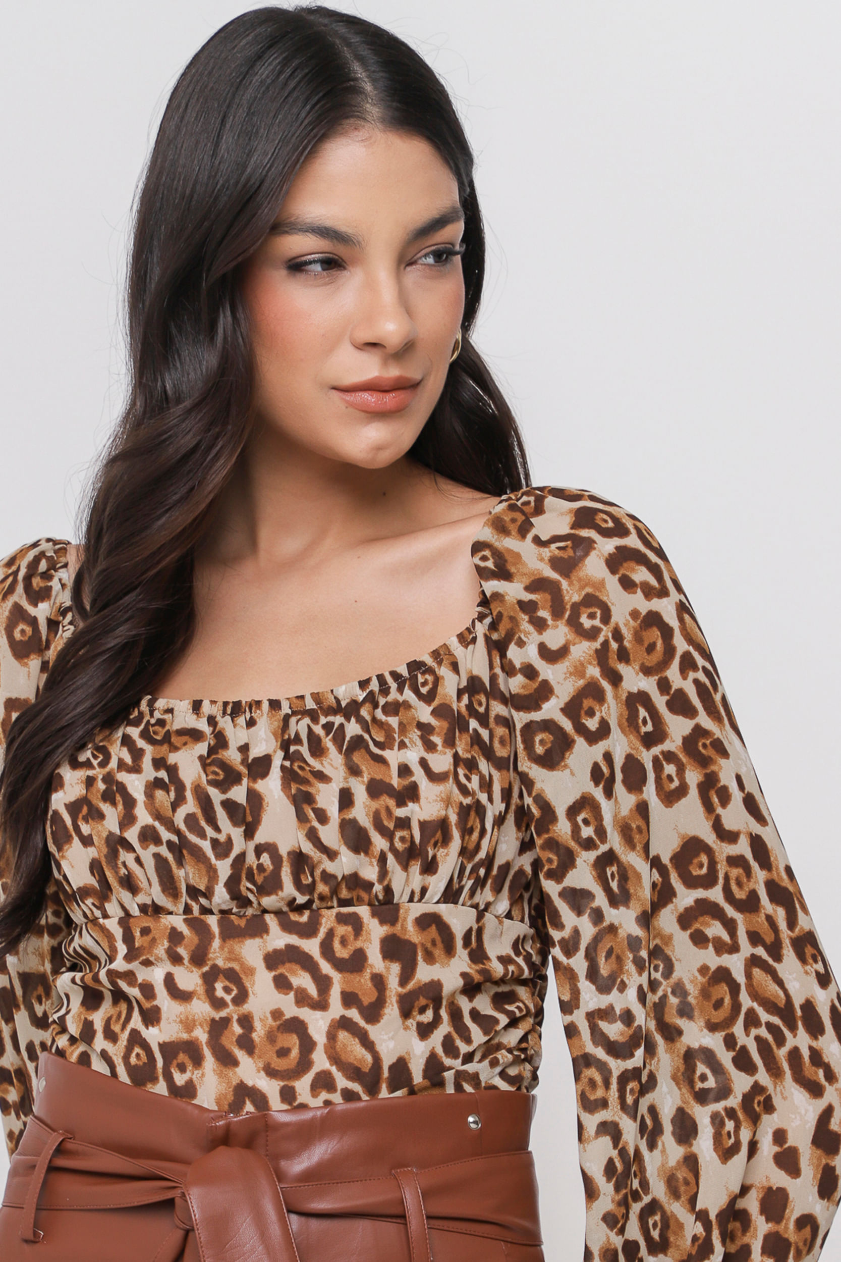 9035350 - Body Animal Print Franzido        ONÇA