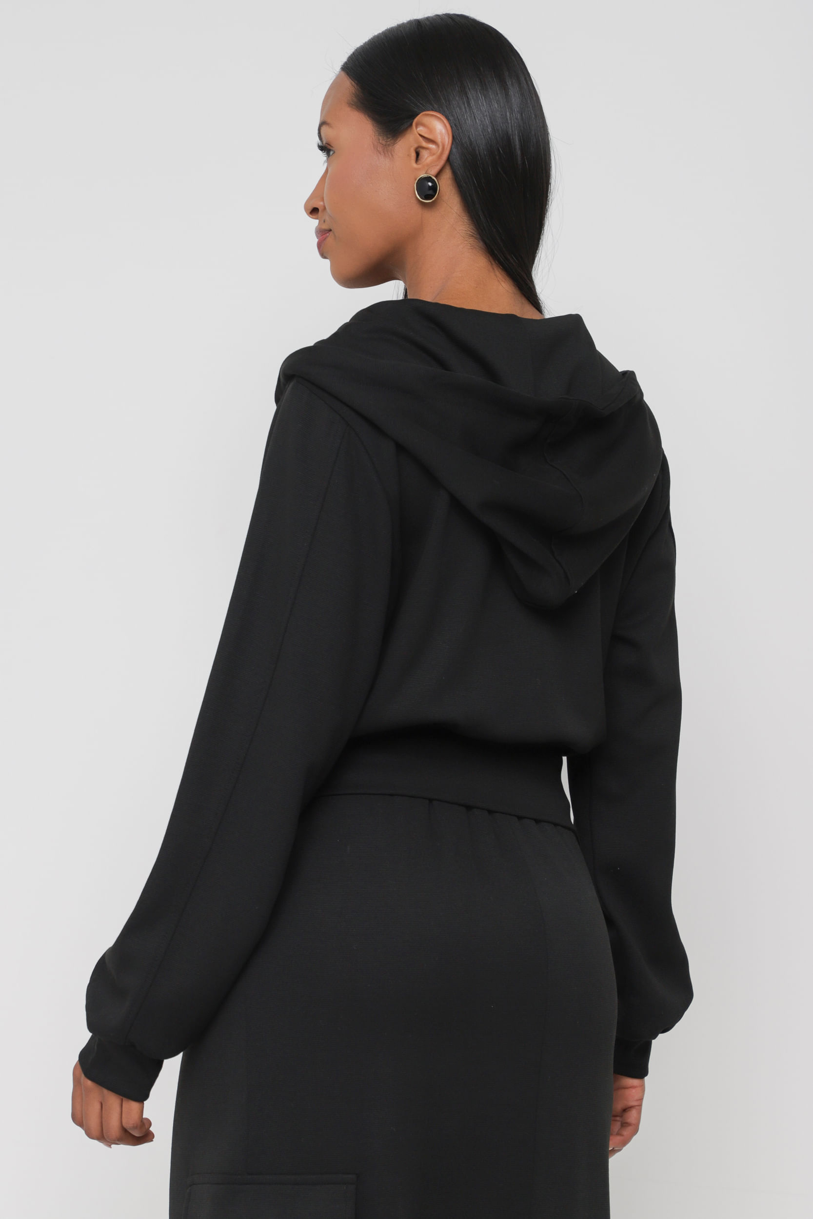 Blusa de Moletom com Capuz PRETO Blusa de Moletom com Capuz PRETO