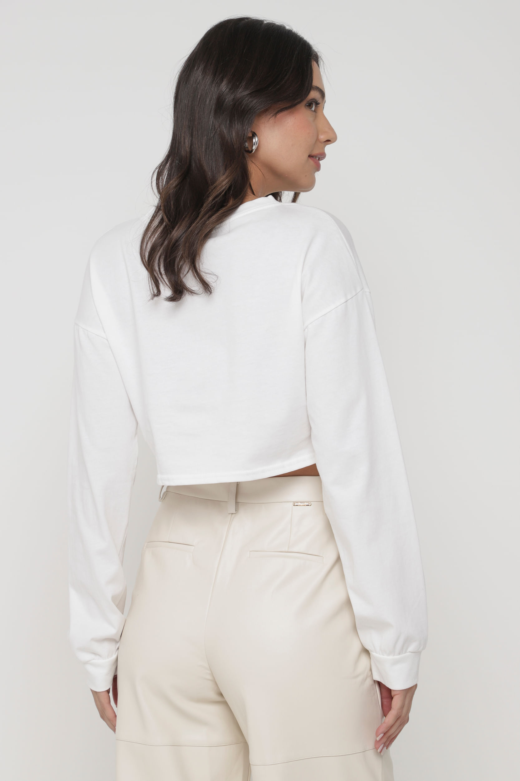 9034041 - Blusa Cropped de Manga Longa OFF-WHITE 9034041 - Blusa Cropped de Manga Longa OFF-WHITE