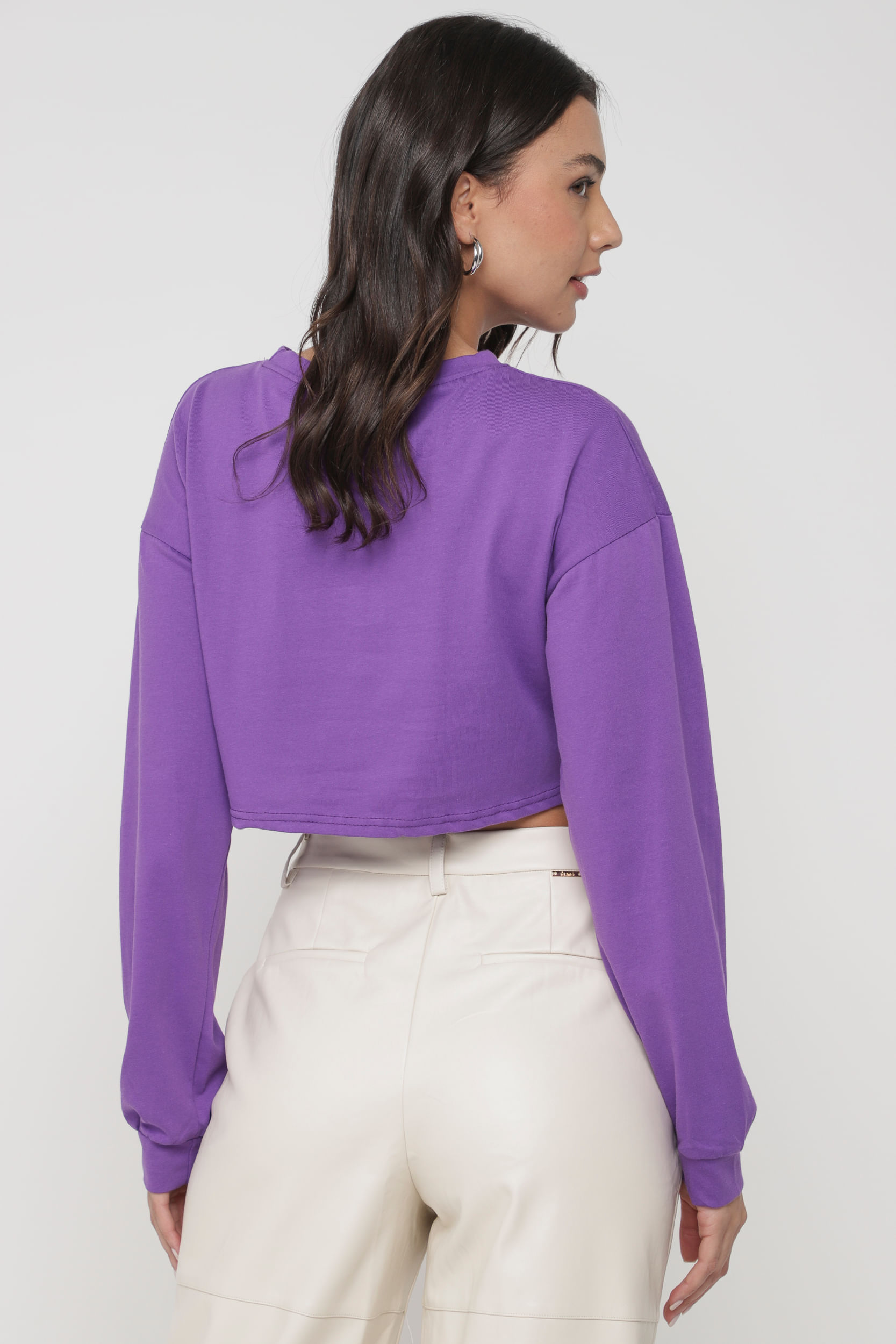 9034041 - Blusa Cropped de Manga Longa ROXO 9034041 - Blusa Cropped de Manga Longa ROXO