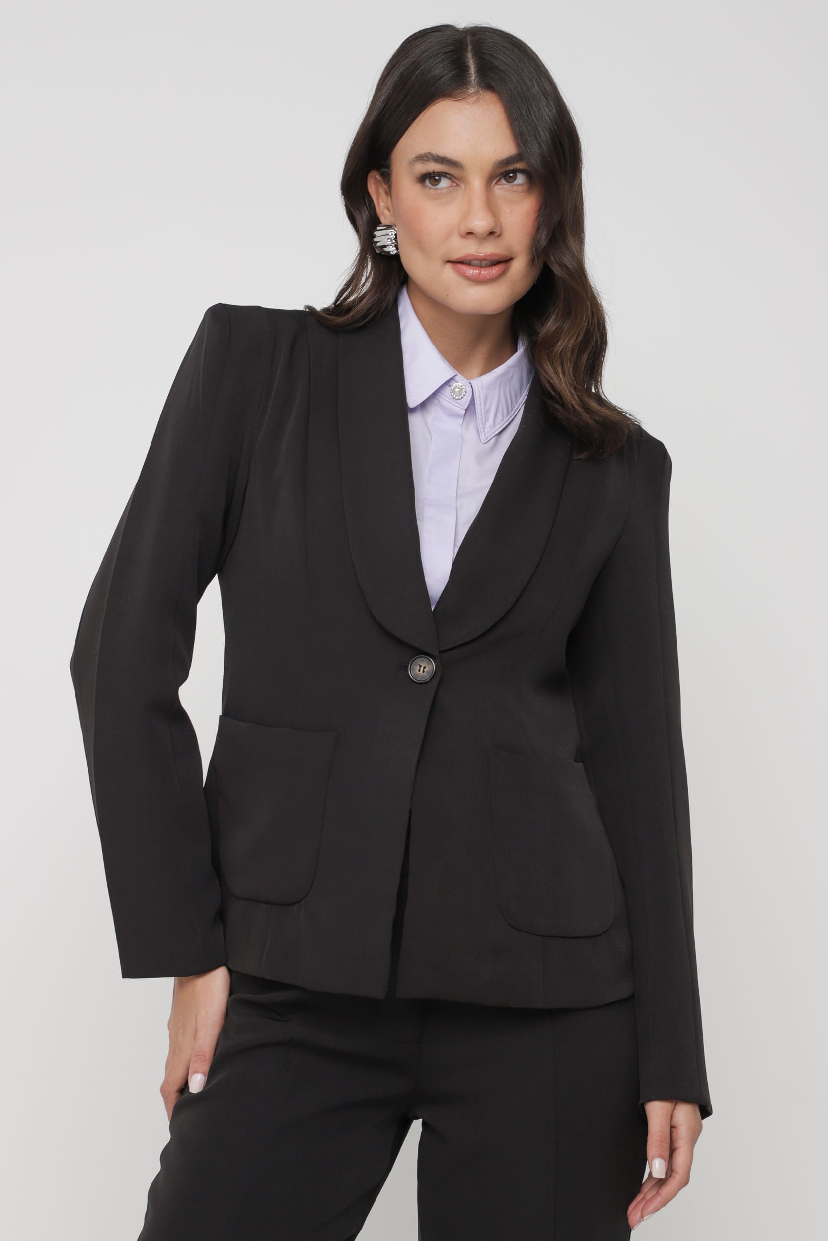 9035298 - Blazer Alfaiataria Recortes PRETO
