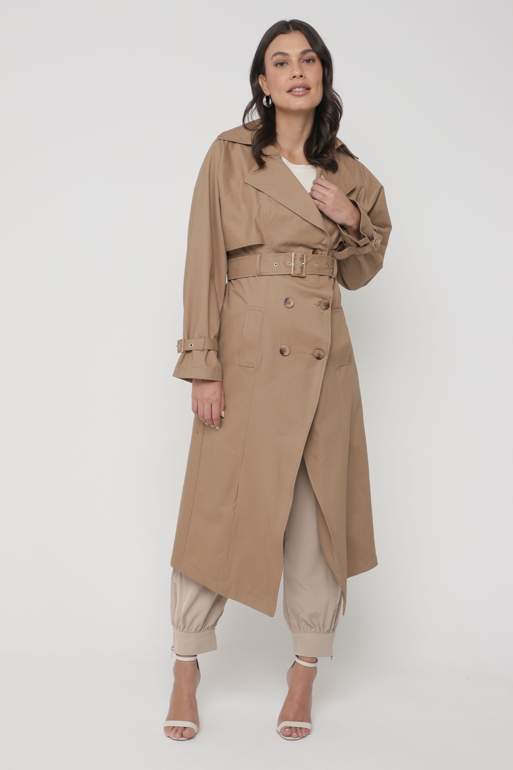 9035164 - Trench Coat Sarjado  BEGE