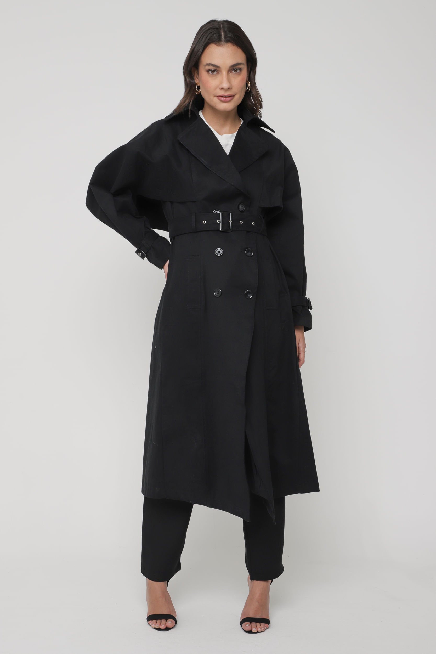 9035164 - Trench Coat Sarjado PRETO 9035164 - Trench Coat Sarjado PRETO