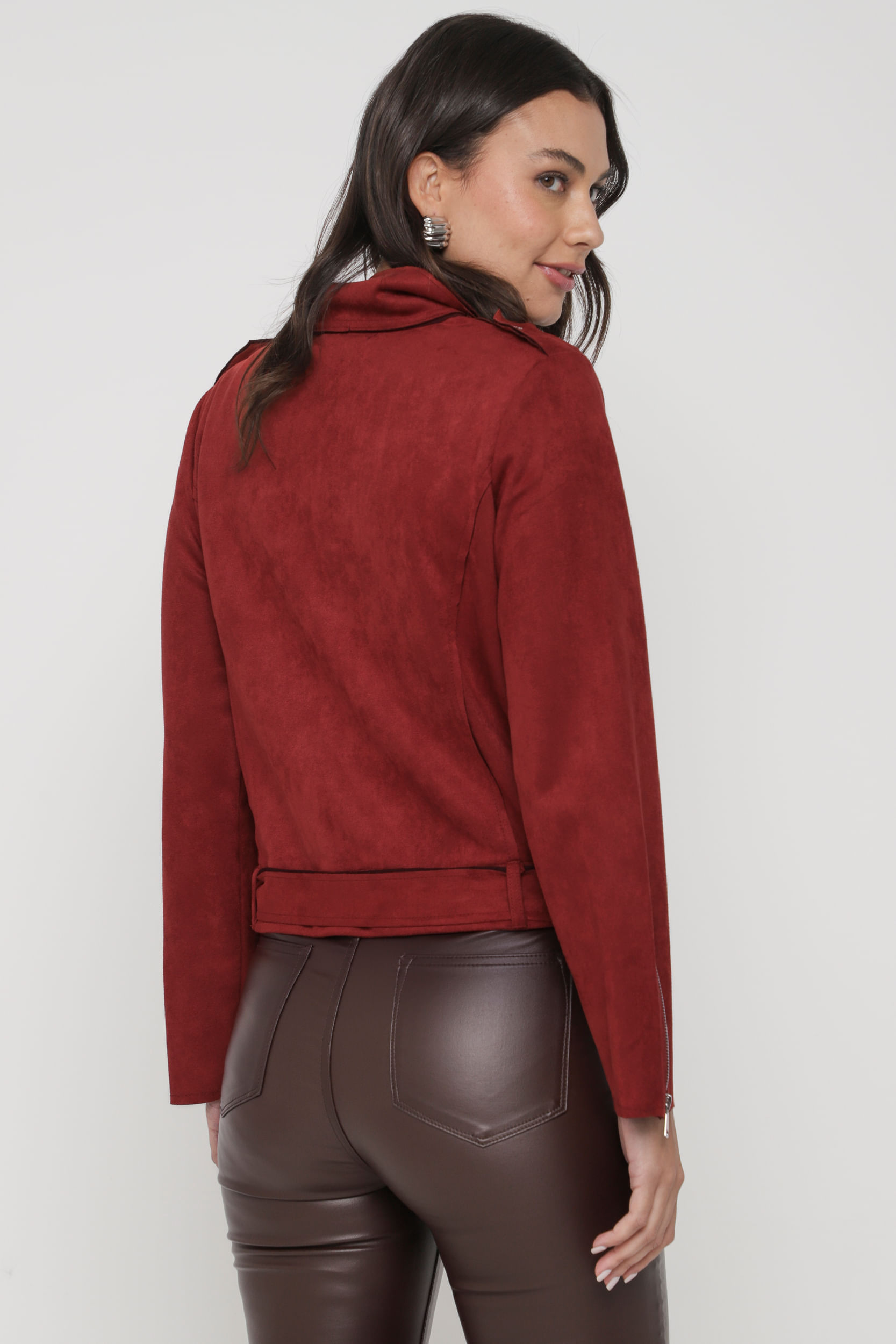 9035196 - Jaqueta Biker Suede Zíper VINHO 9035196 - Jaqueta Biker Suede Zíper VINHO