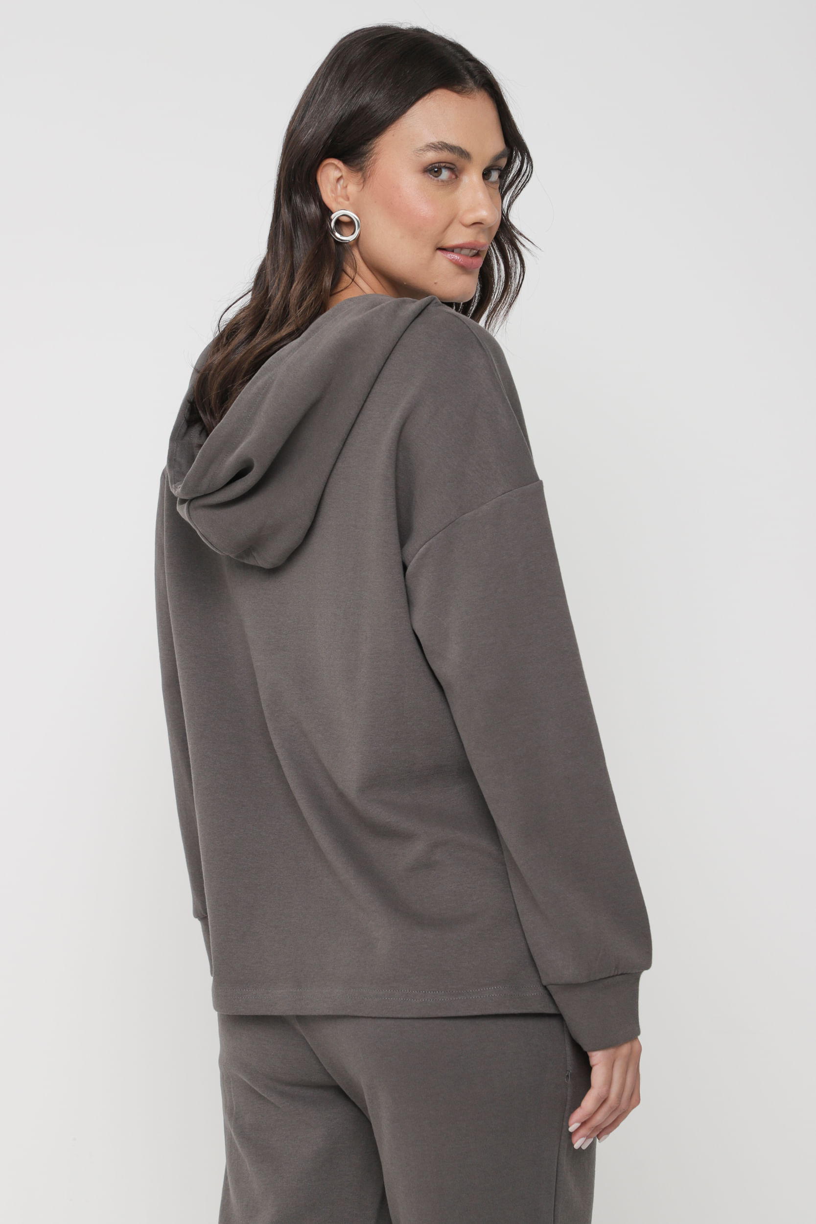 Blusa Moletom Botões  CINZA