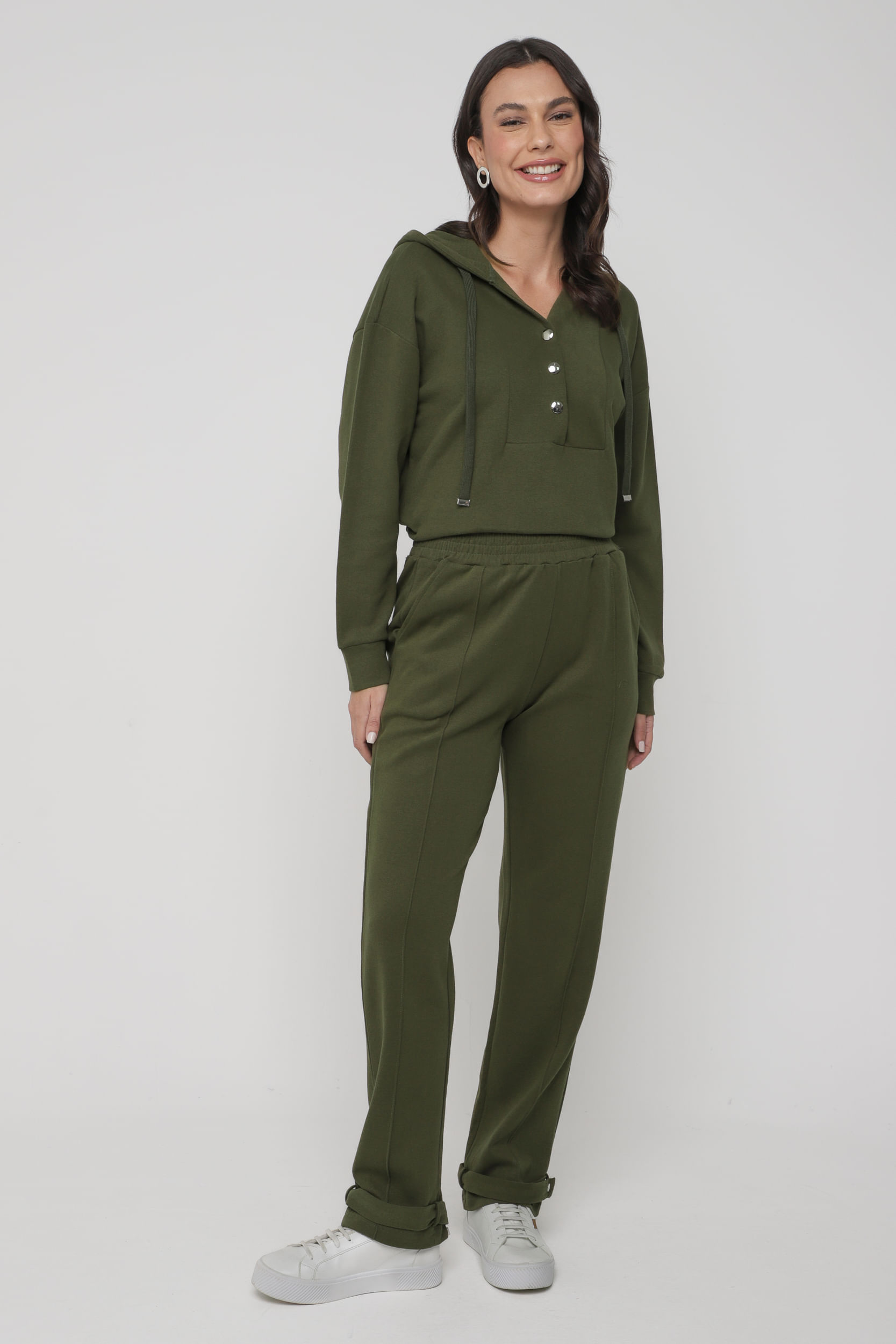 9035366 - Calça Moletom Botões  VERDE 