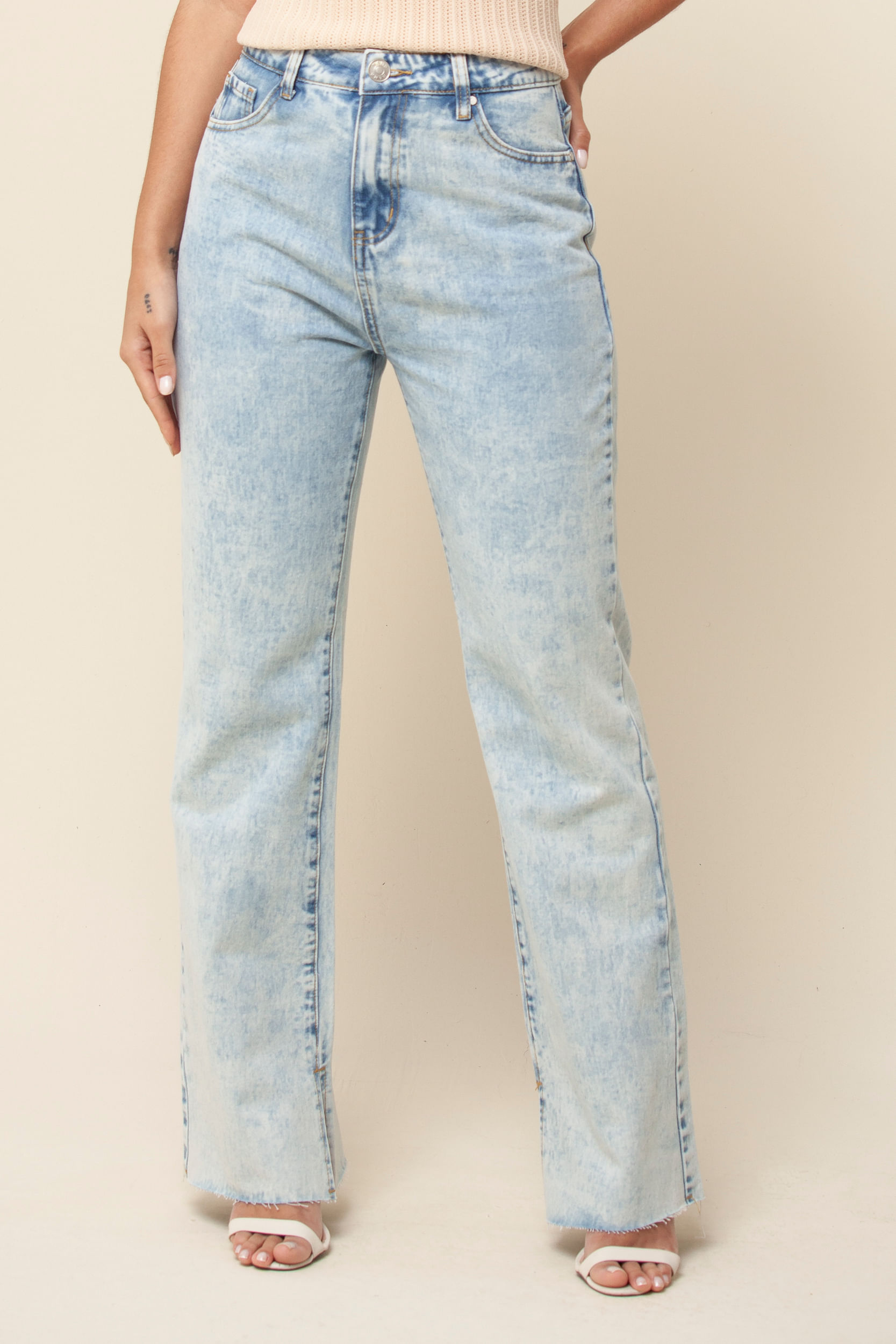 9035227 - Calça Delavê Cintura Alta AZUL CLARO 