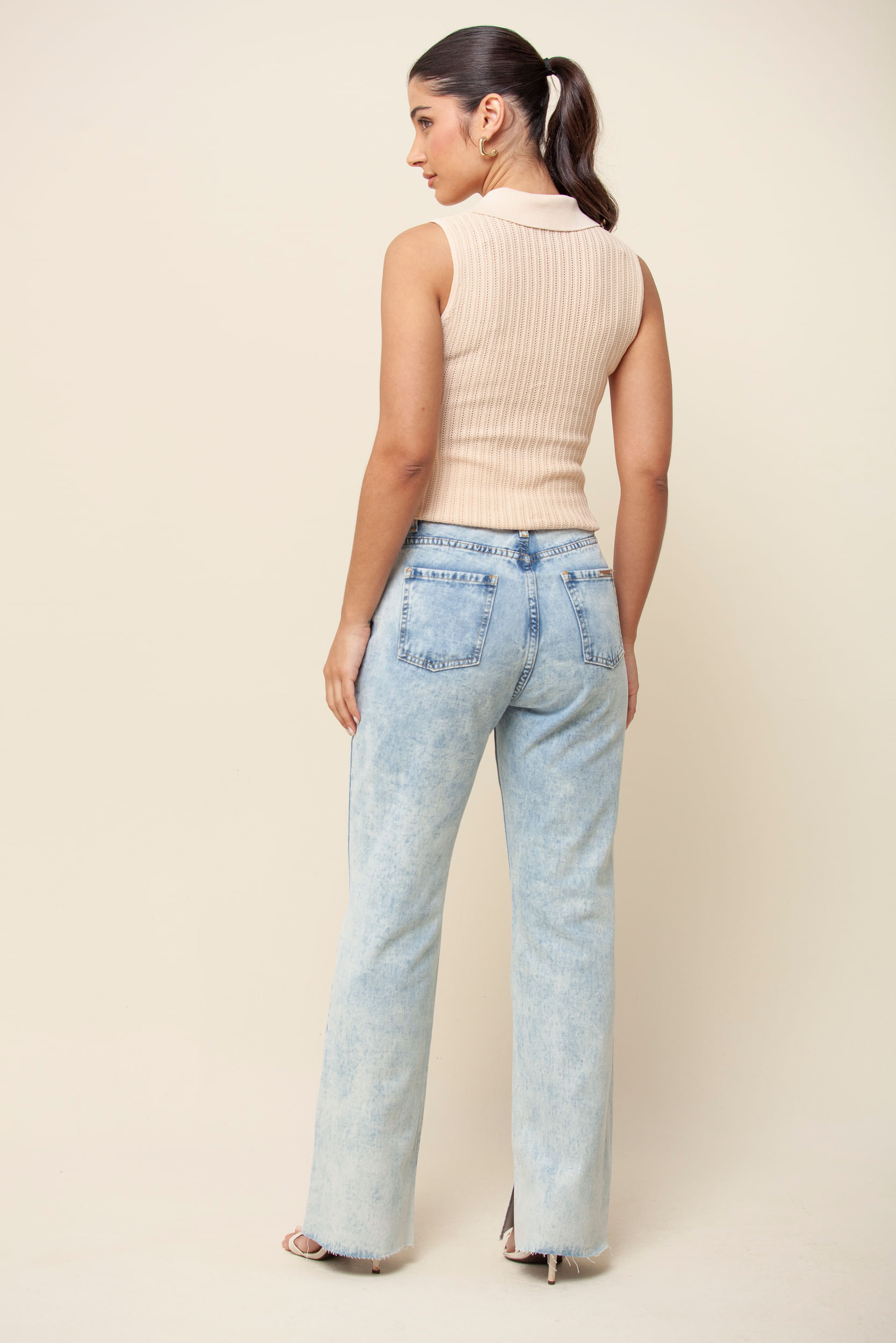 9035227 - Calça Delavê Cintura Alta AZUL CLARO 