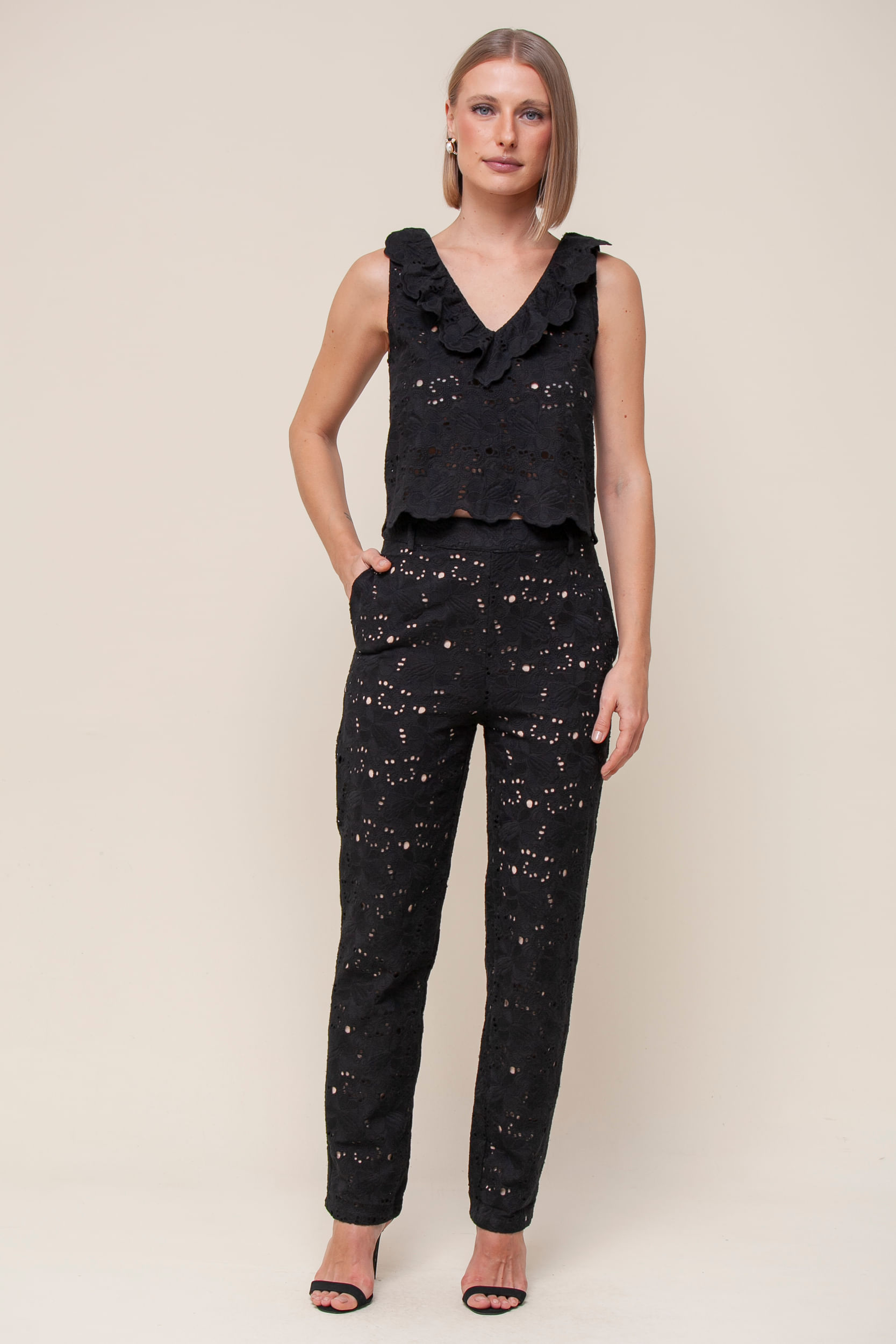 9034526 - Calça Afunilada Laise  PRETO