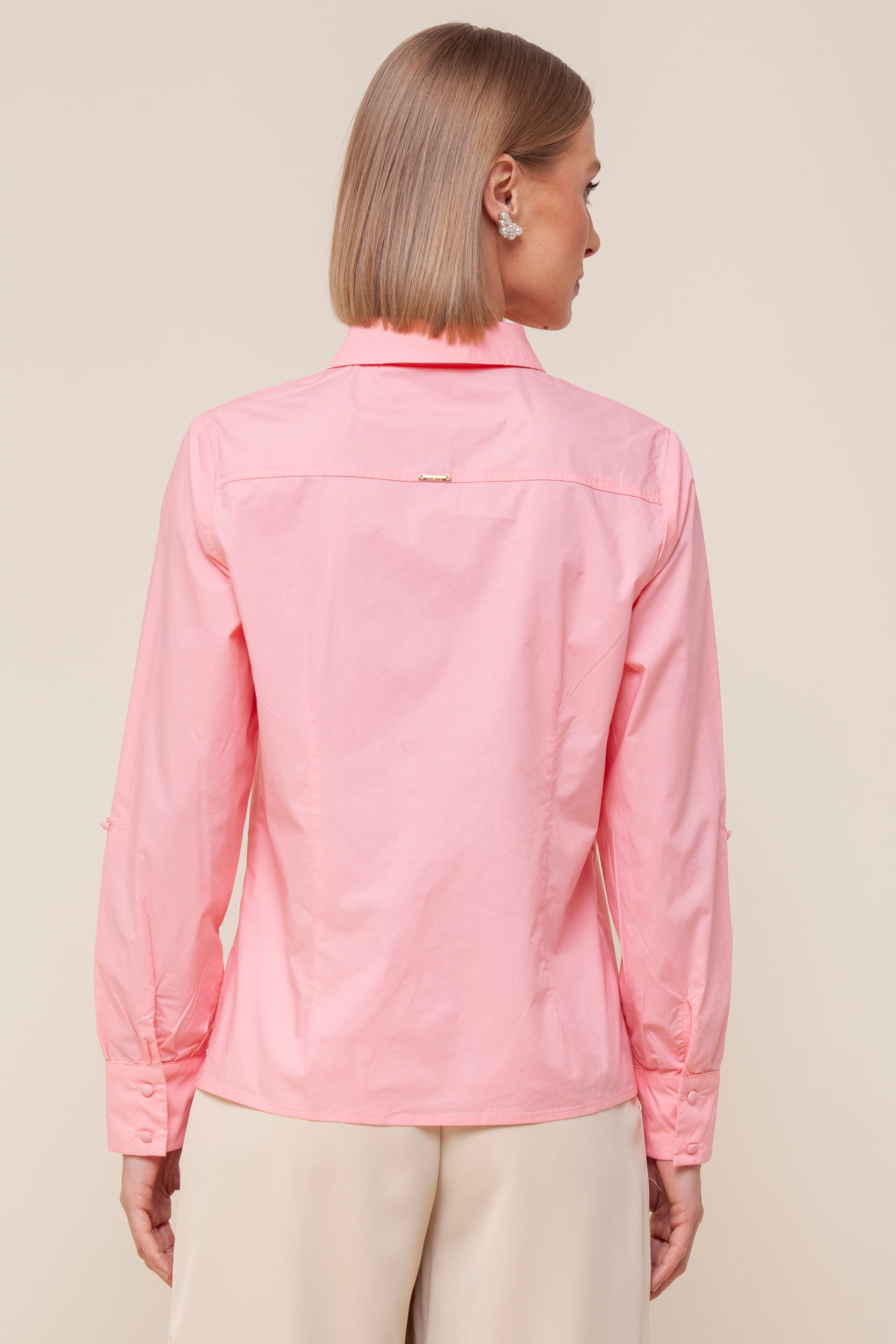 9035312 - Camisa Tricoline Manga Longa ROSA BLUSH 9035312 - Camisa Tricoline Manga Longa ROSA BLUSH