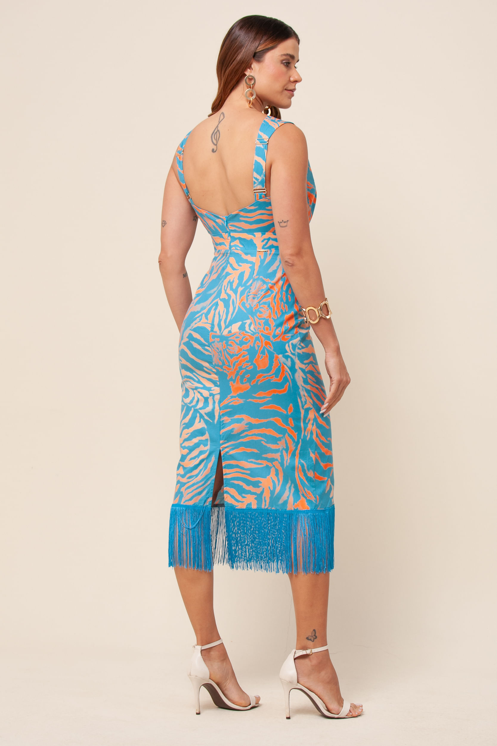 9035877 - Vestido Milano Midi Franjas AZUL