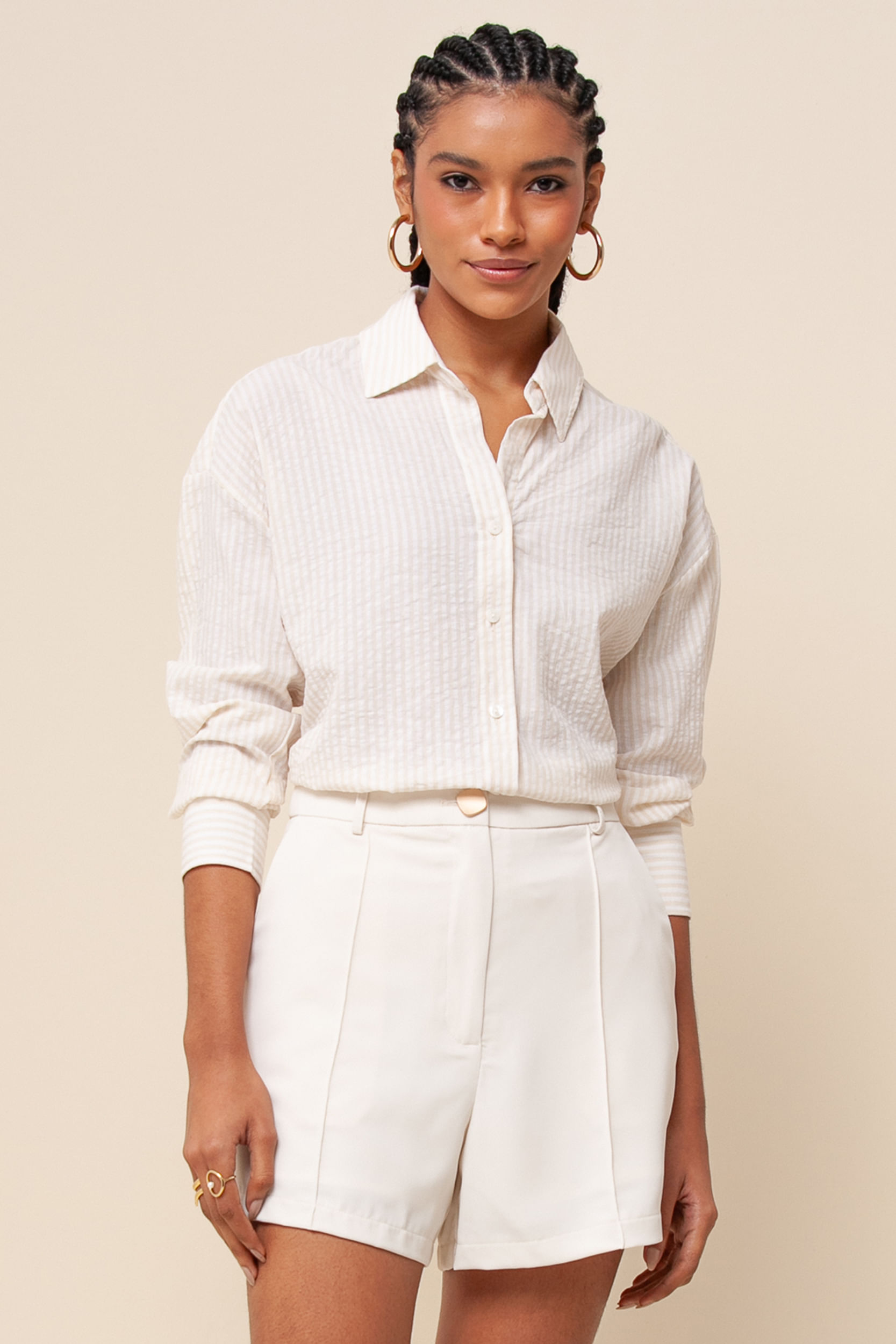 Camisa Listras Bicolor OFF-WHITE