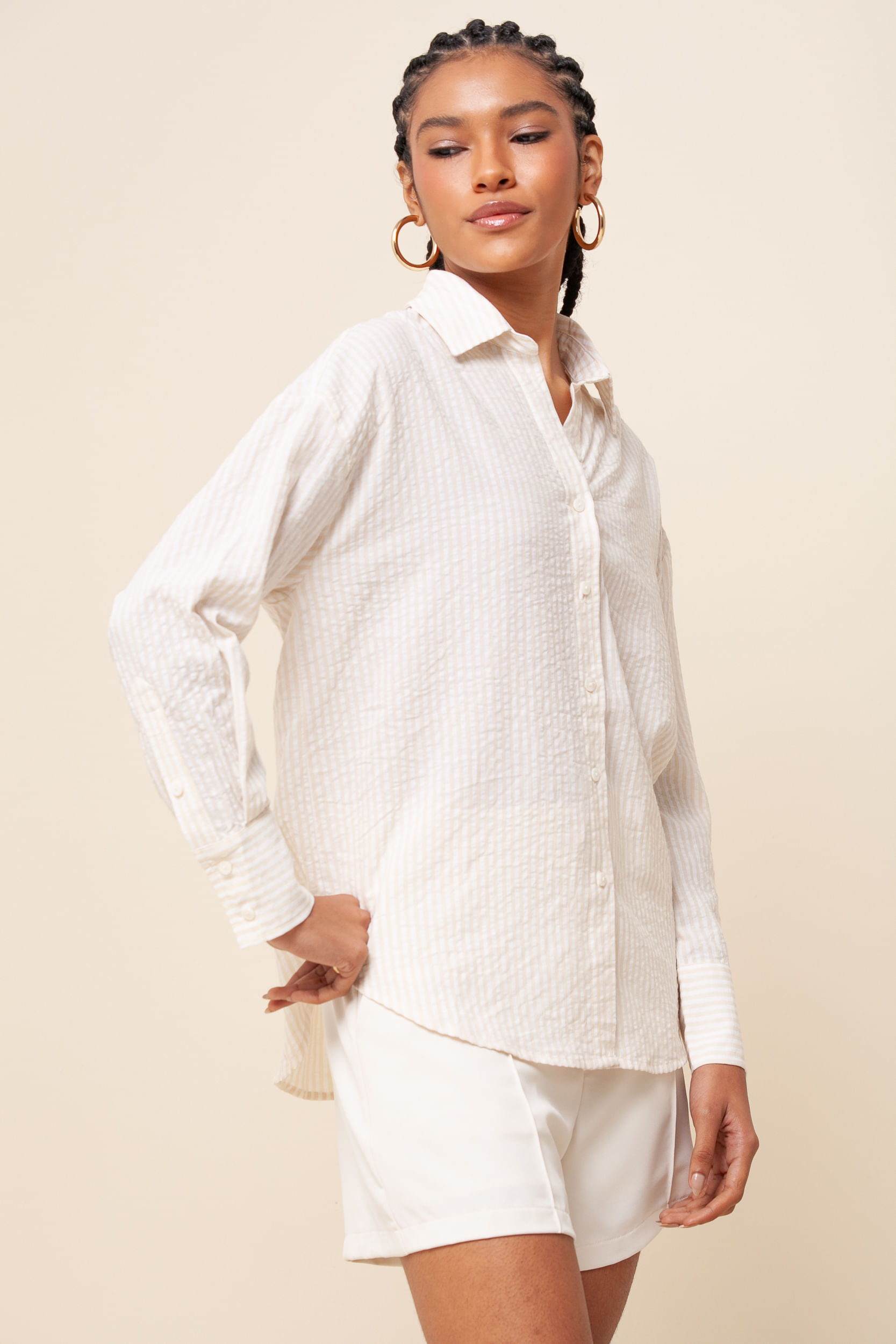 Camisa Listras Bicolor OFF-WHITE Camisa Listras Bicolor OFF-WHITE