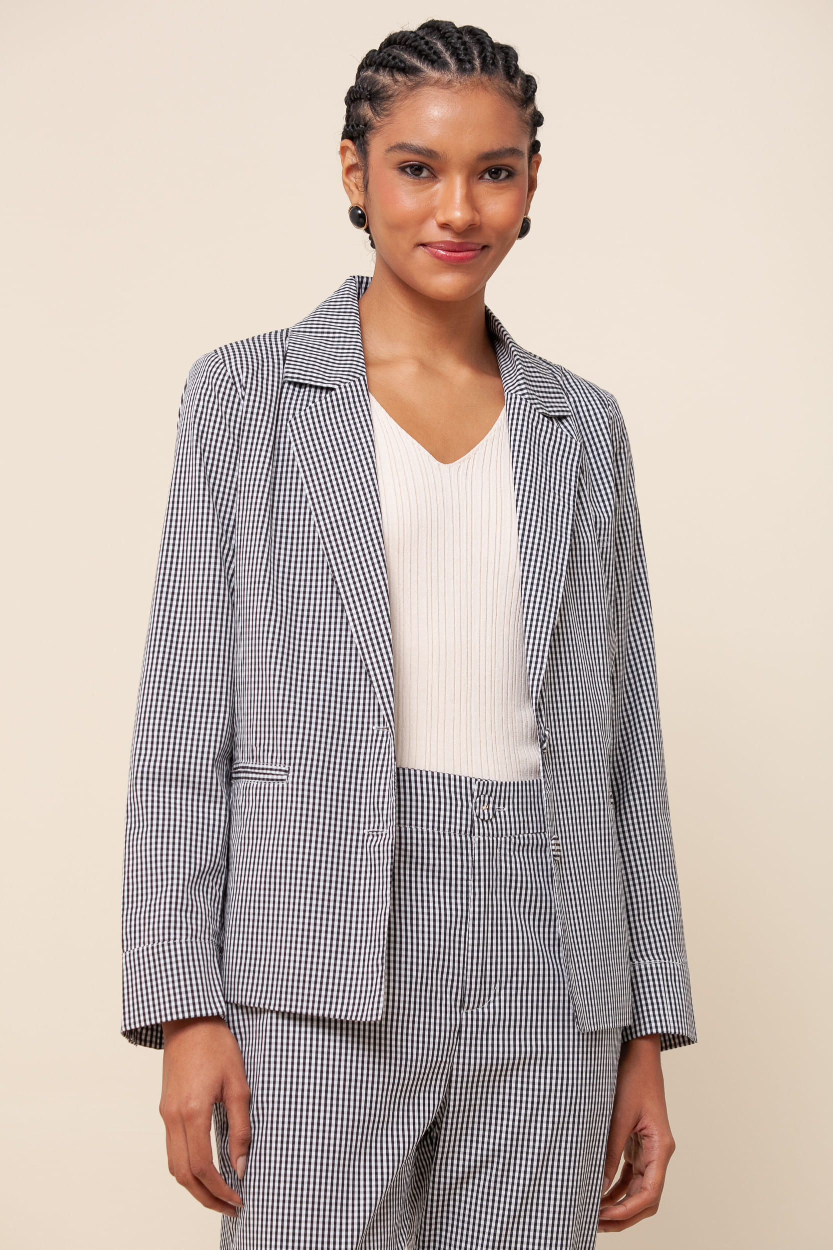 Blazer Amplo Vichy PRETO