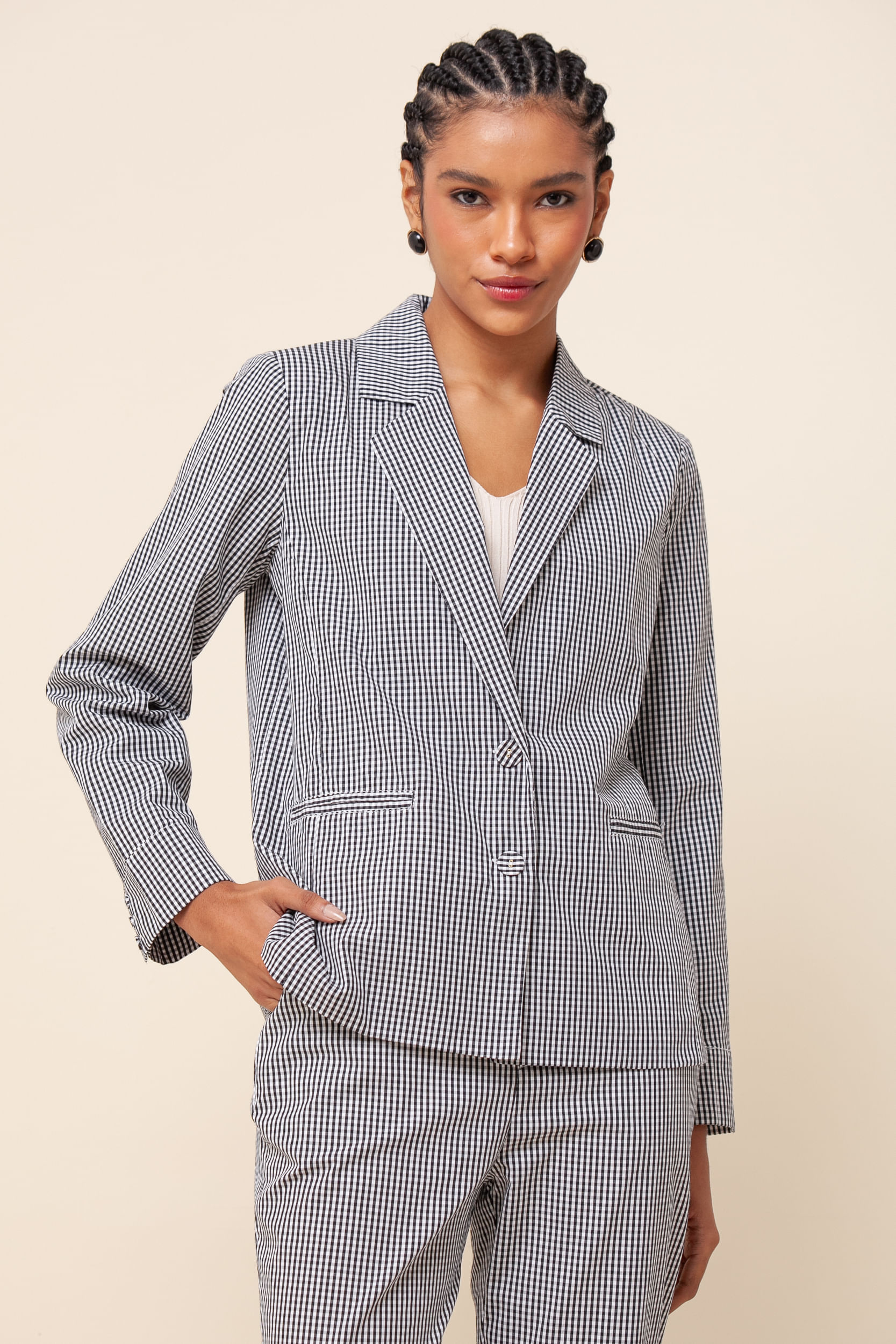 Blazer Amplo Vichy PRETO Blazer Amplo Vichy PRETO