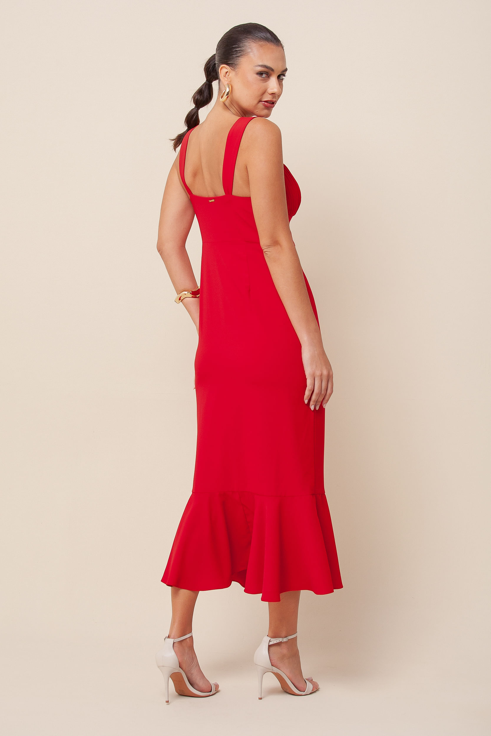 Vestido Midi Peplum VERMELHO