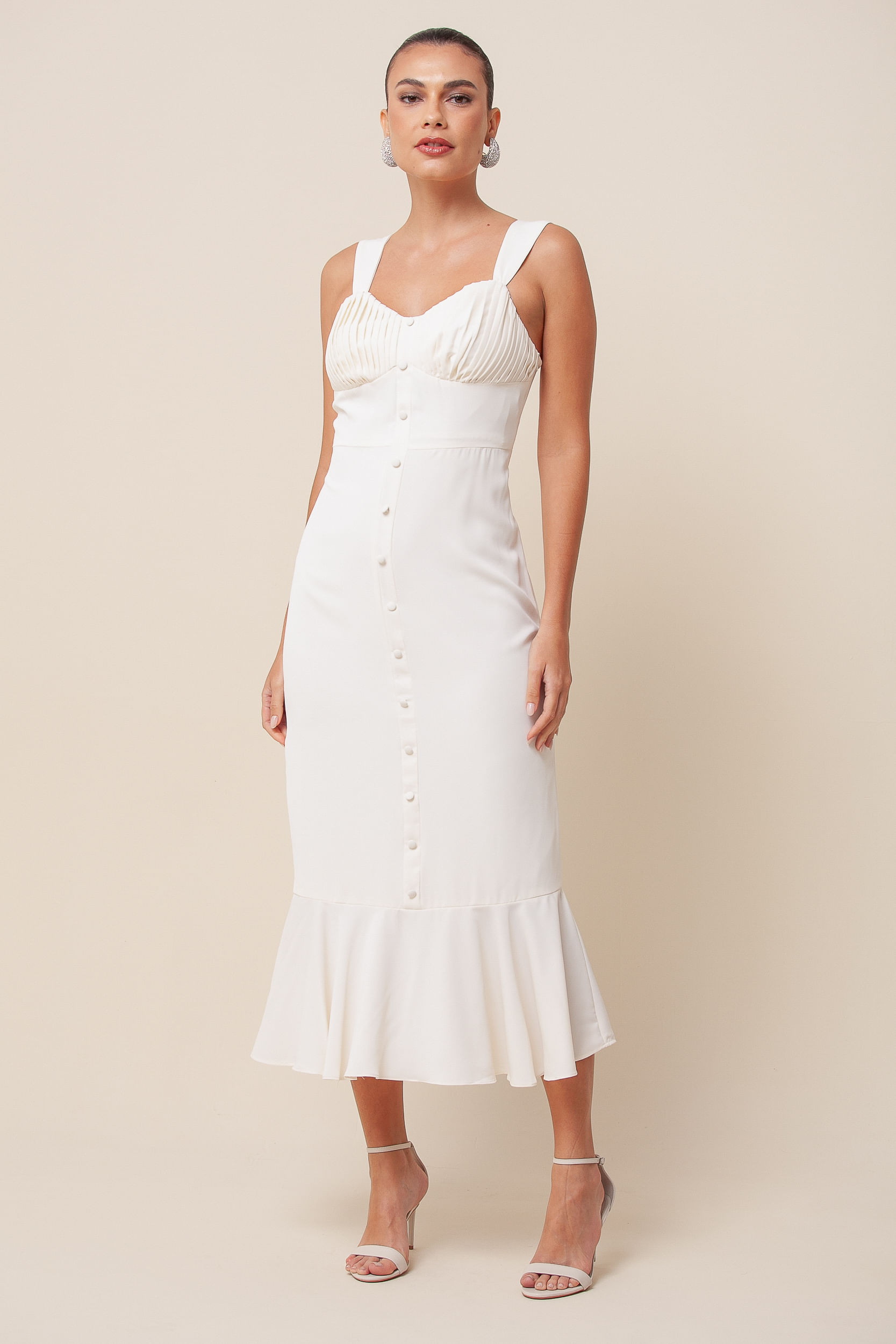 Vestido Midi Peplum OFF-WHITE