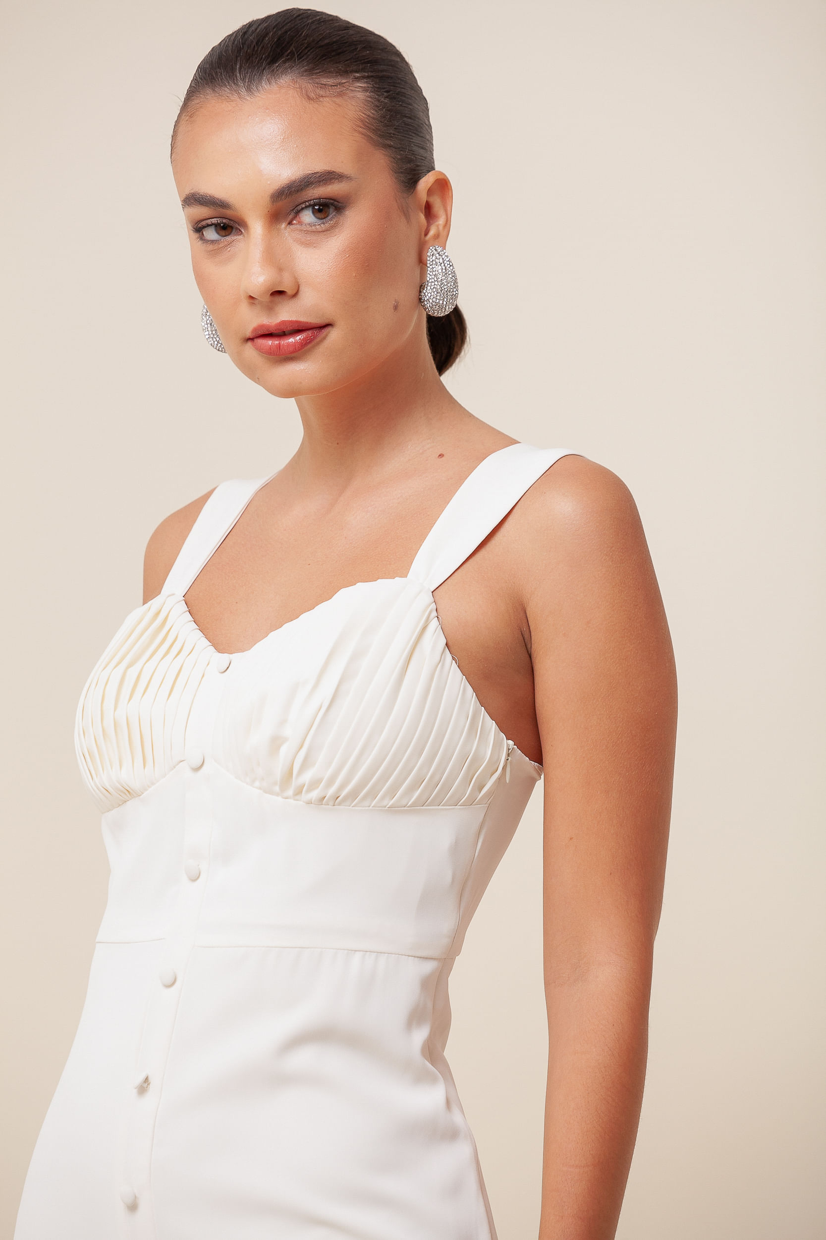 Vestido Midi Peplum OFF-WHITE