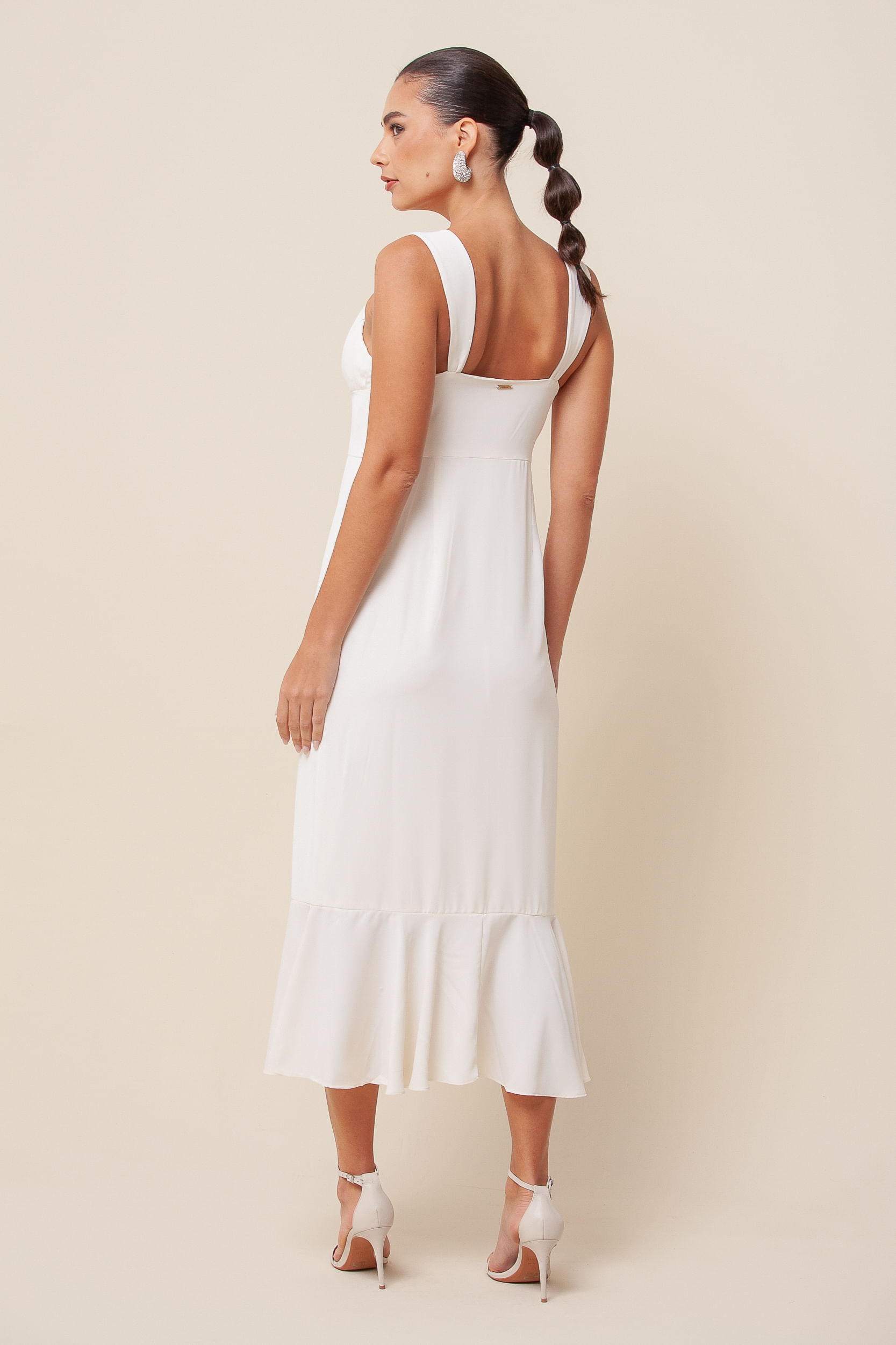 Vestido Midi Peplum OFF-WHITE