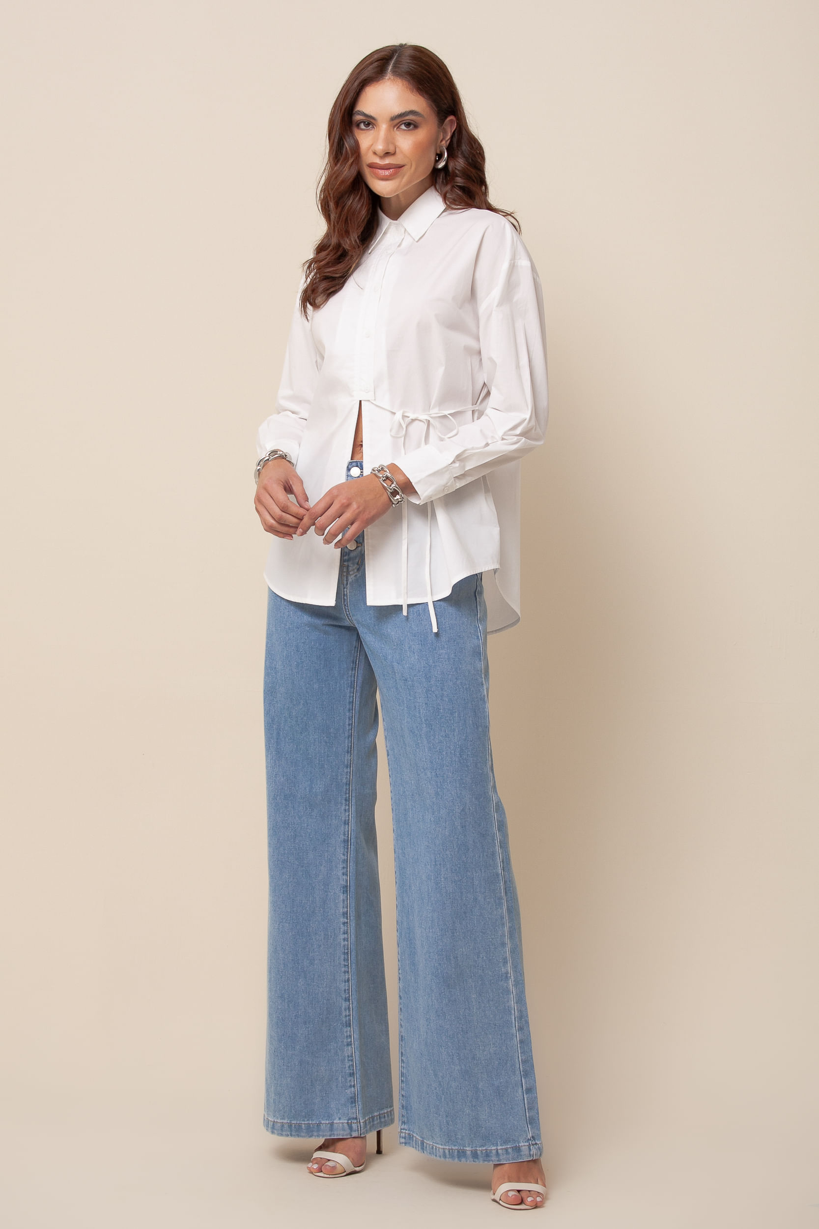 Camisa Social Amarração Lateral OFF-WHITE Camisa Social Amarração Lateral OFF-WHITE