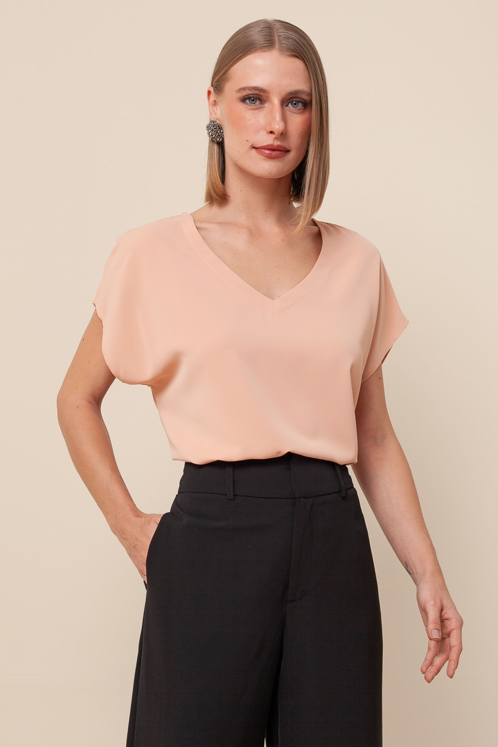 Blusa Ampla Gola V SALMÃO