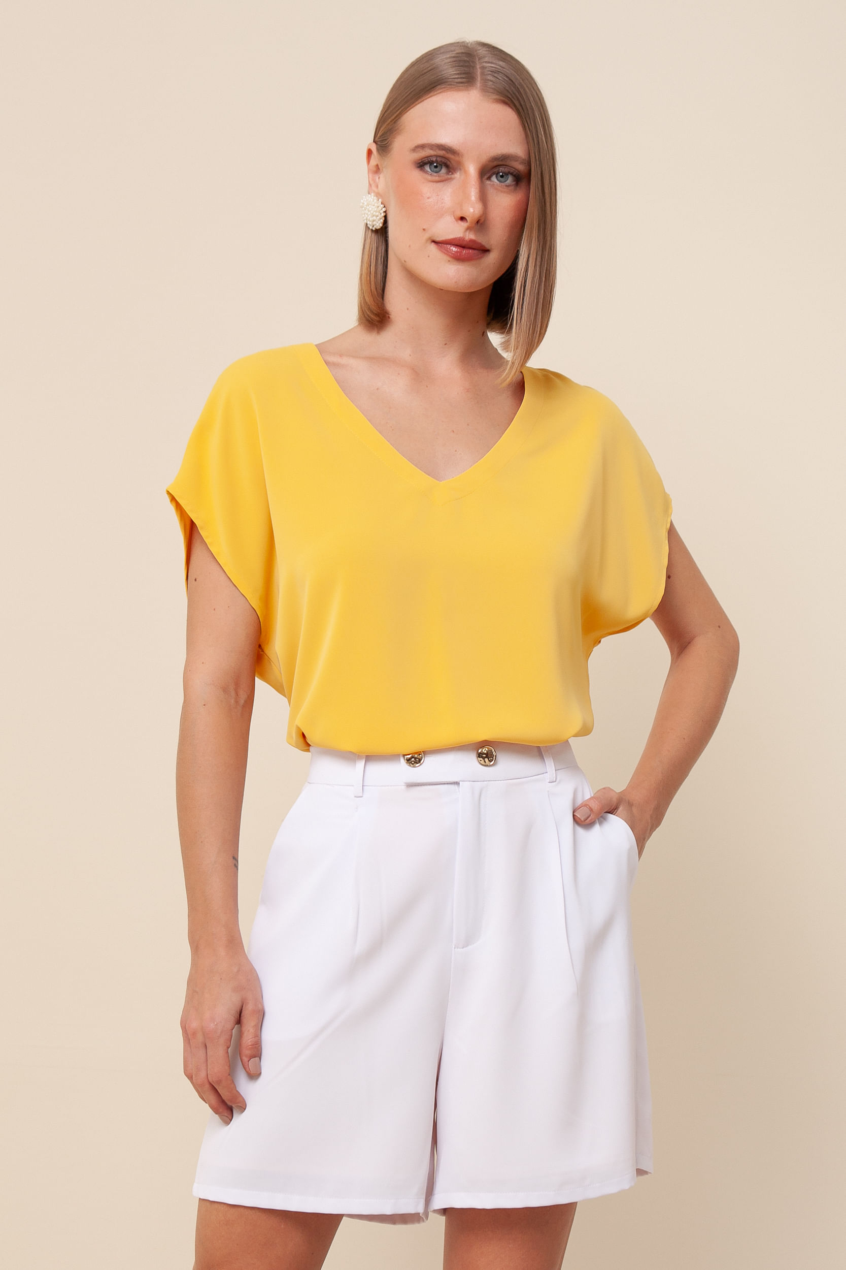 Blusa Ampla Gola V AMARELO