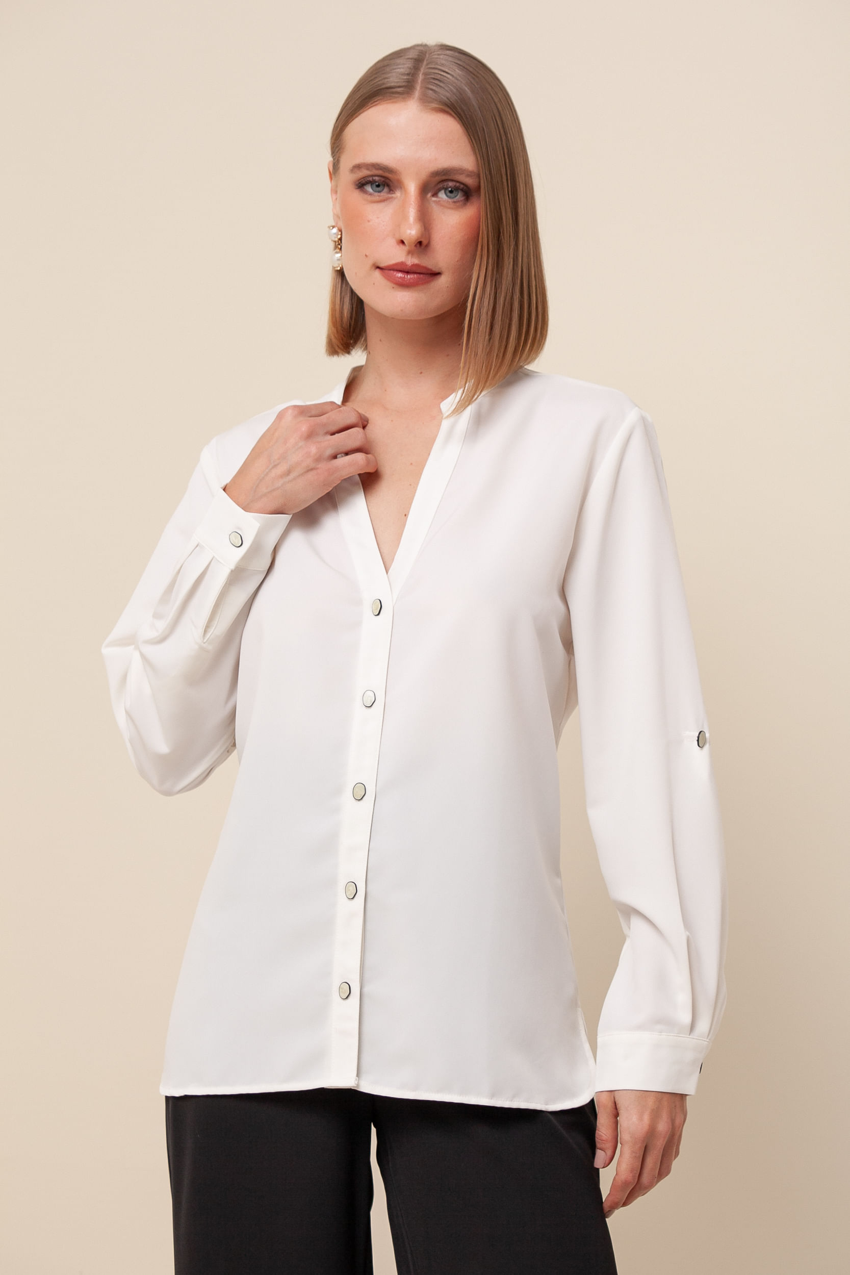 Camisa Gola V Botões OFF-WHITE