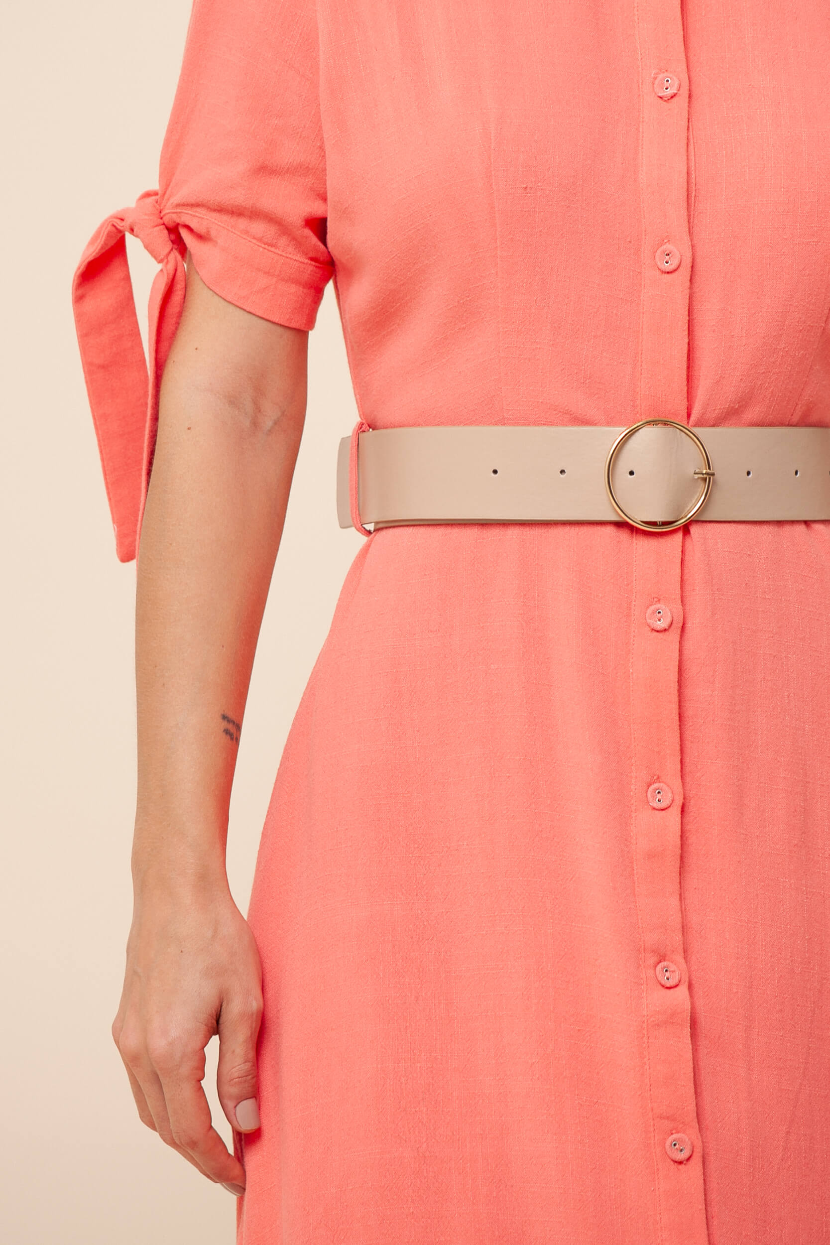 9035498 - Vestido Chemisie Midi Evasê CORAL