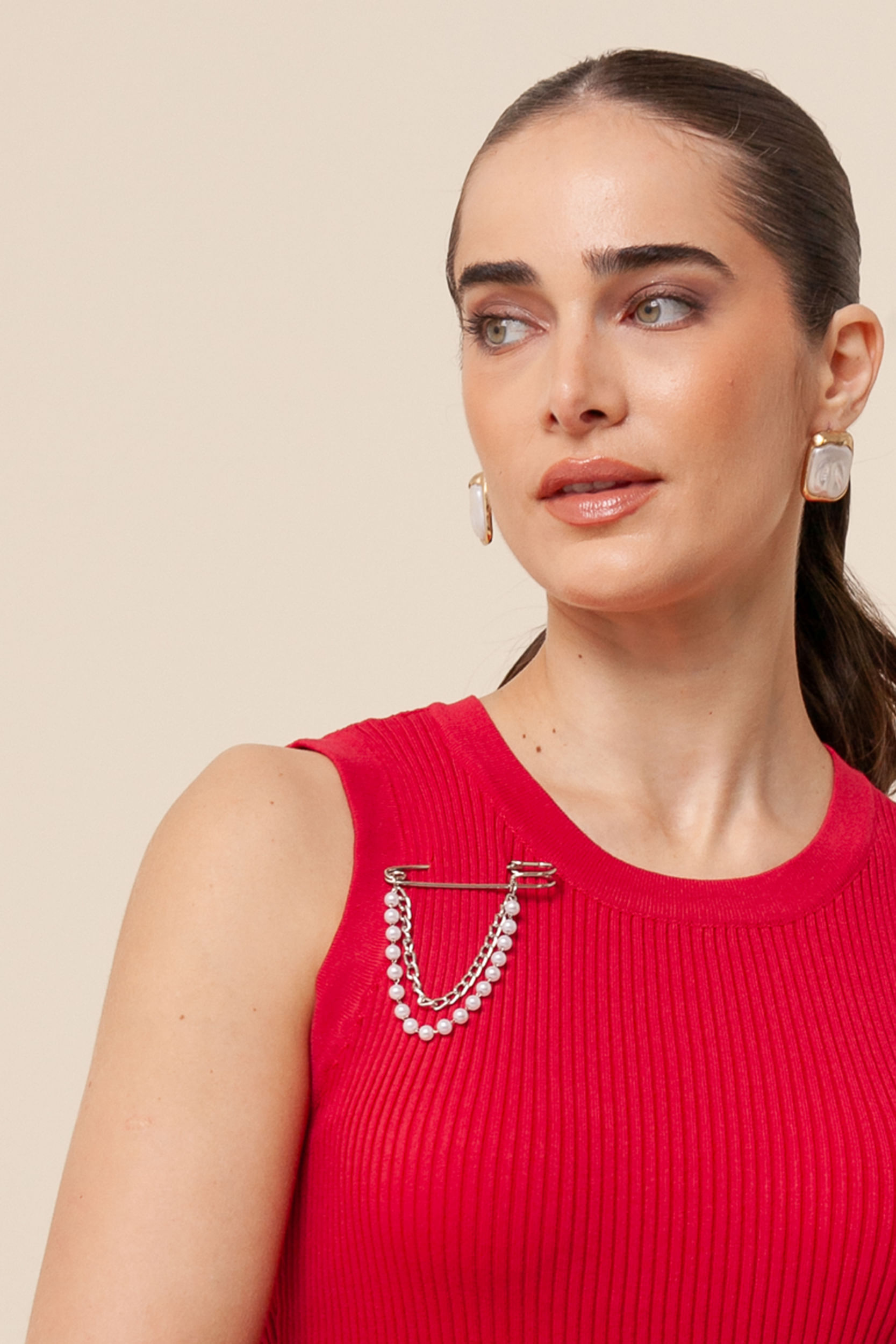 Regata Decote U Tricô VERMELHO Regata Decote U Tricô VERMELHO