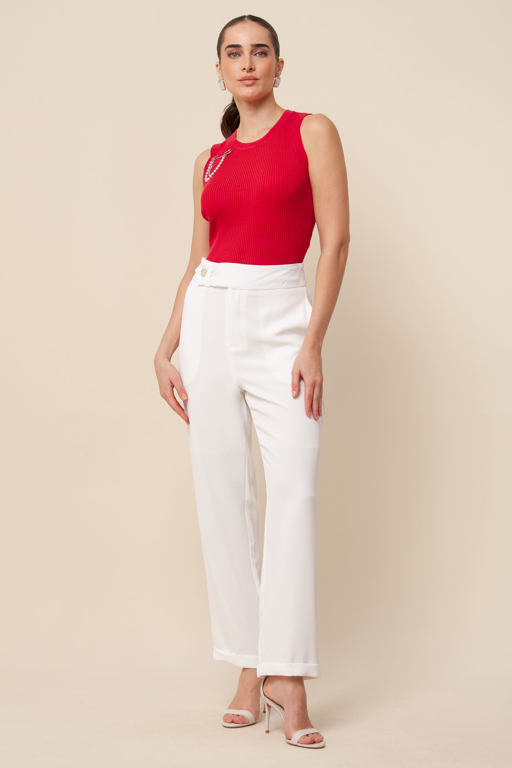 Regata Decote U Tricô VERMELHO Regata Decote U Tricô VERMELHO