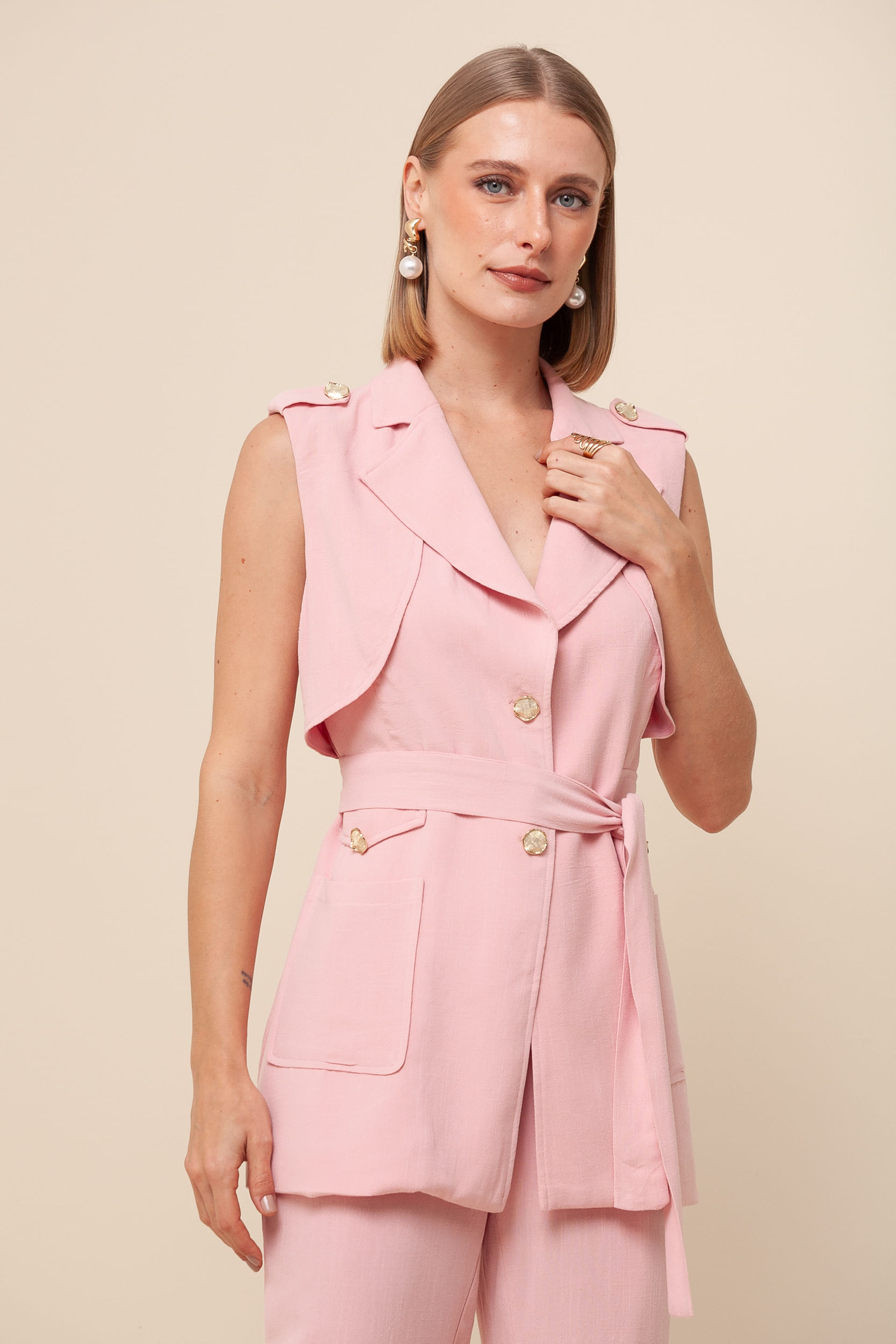 9035944 - Maxi Colete Amarração Linho  ROSA