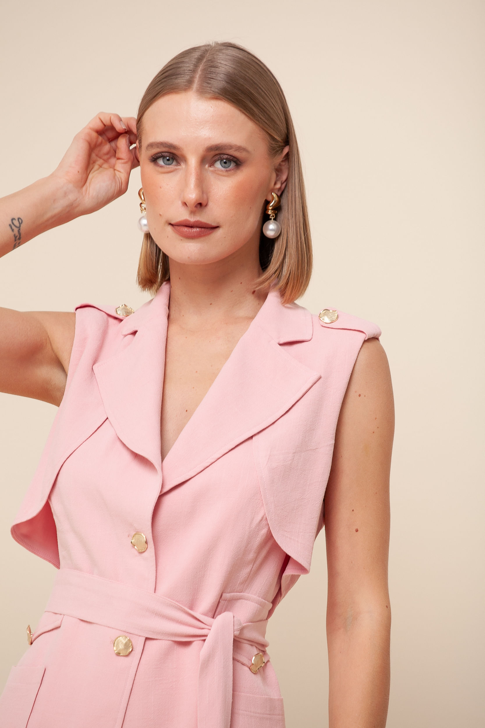 9035944 - Maxi Colete Amarração Linho  ROSA